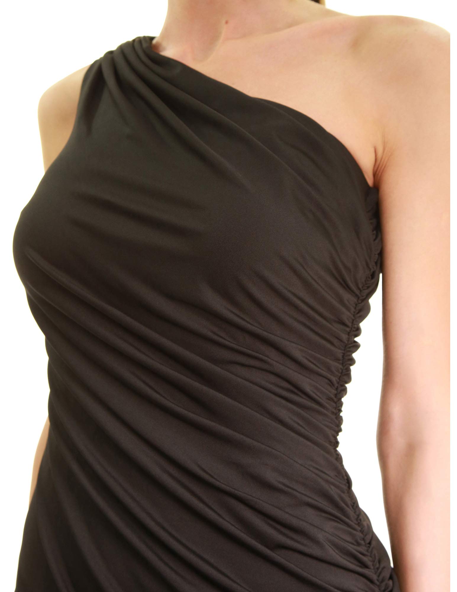 AmélieBoutik Women's Sexy One Shoulder Sleeveless Ruched Bodycon Dress for Party, Wedding & Cocktail Events - Perfect for Night Out, Date Night and Special Occasions