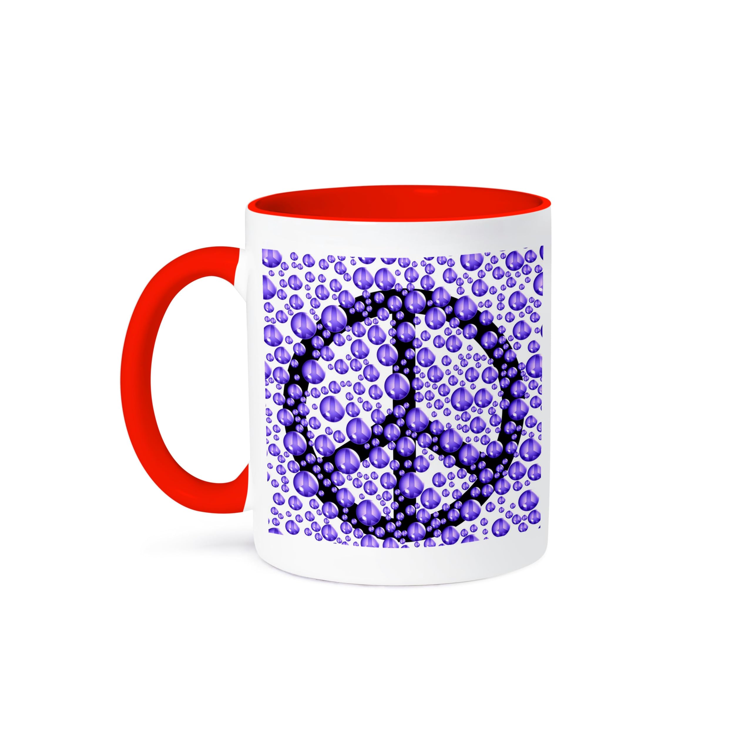3D Rose 15oz Purple Bubbles Peace Sign Inspirational Art Coffee Mug - Funny Gift for Coffee Lovers, Office Use & Home Decor
