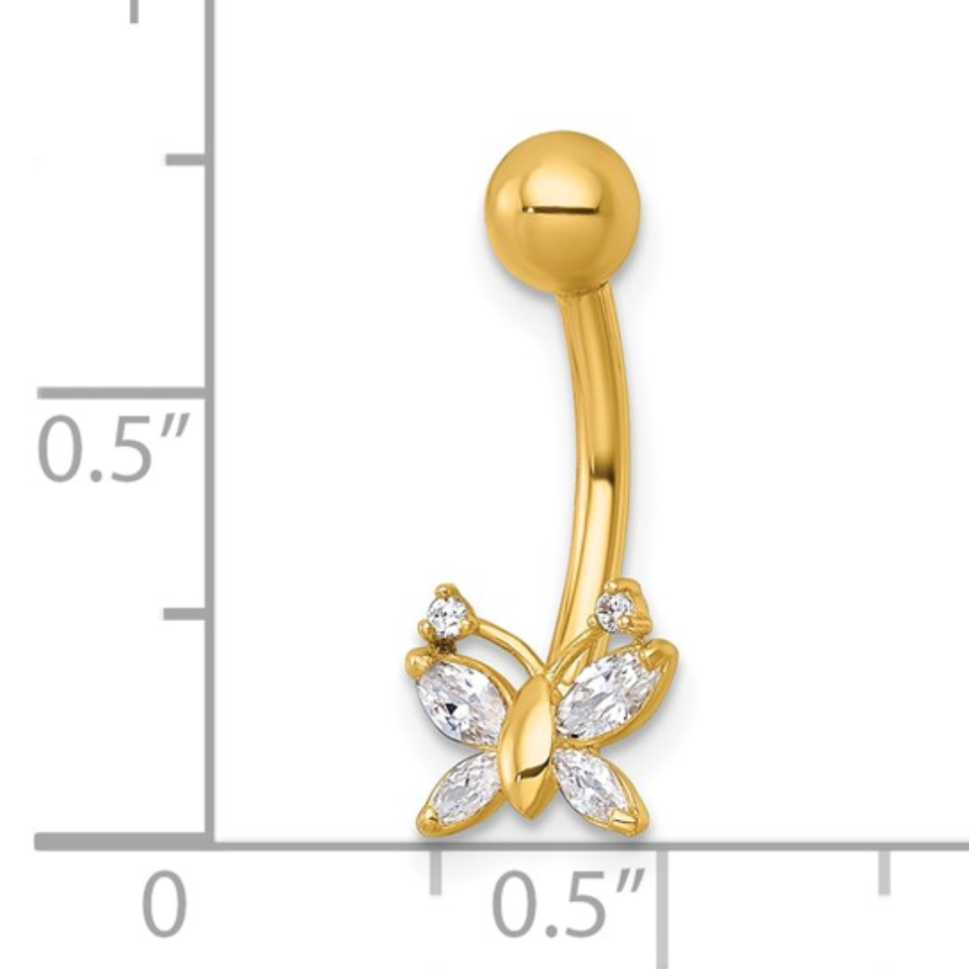10k Gold Butterfly Belly Button Ring - Elegant Navel Piercing Jewelry for Women, Perfect for Everyday Wear & Special Occasions