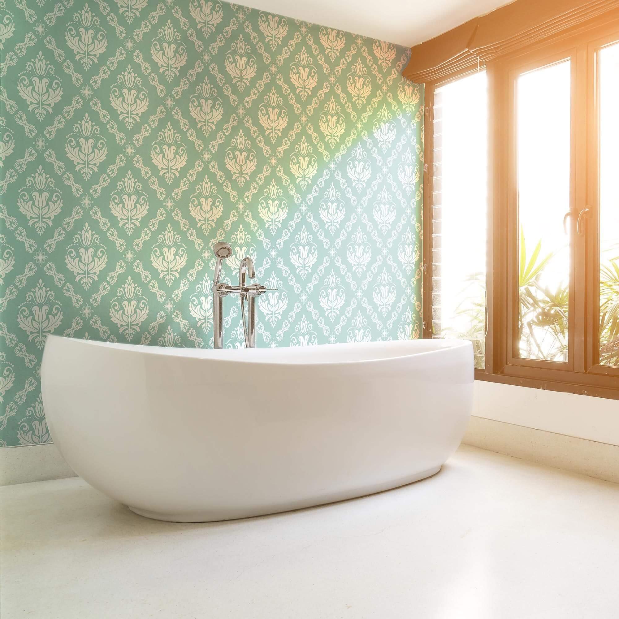 Duck Egg Blue Damask Peel and Stick Removable Wallpaper - Self-Adhesive Wall Covering for Bedroom, Living Room & Nursery Decor - Easy to Install & Remove