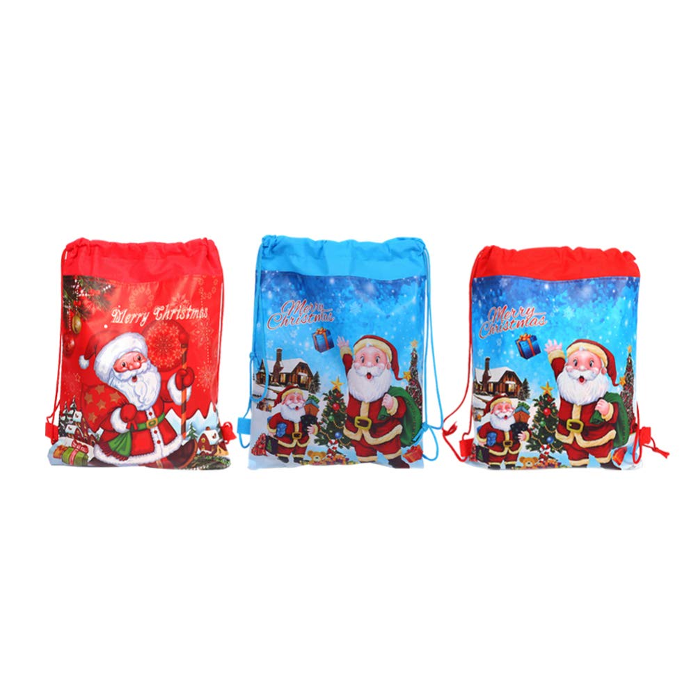 Amosfun 3-Piece Christmas Drawstring Bags - Santa Claus Backpack & Holiday Storage Pouch Set for Stocking Stuffers, Party Favors, Treats & Gift Wrapping | Perfect for Christmas Celebrations, Secret Santa Exchanges & Festive Home Decor