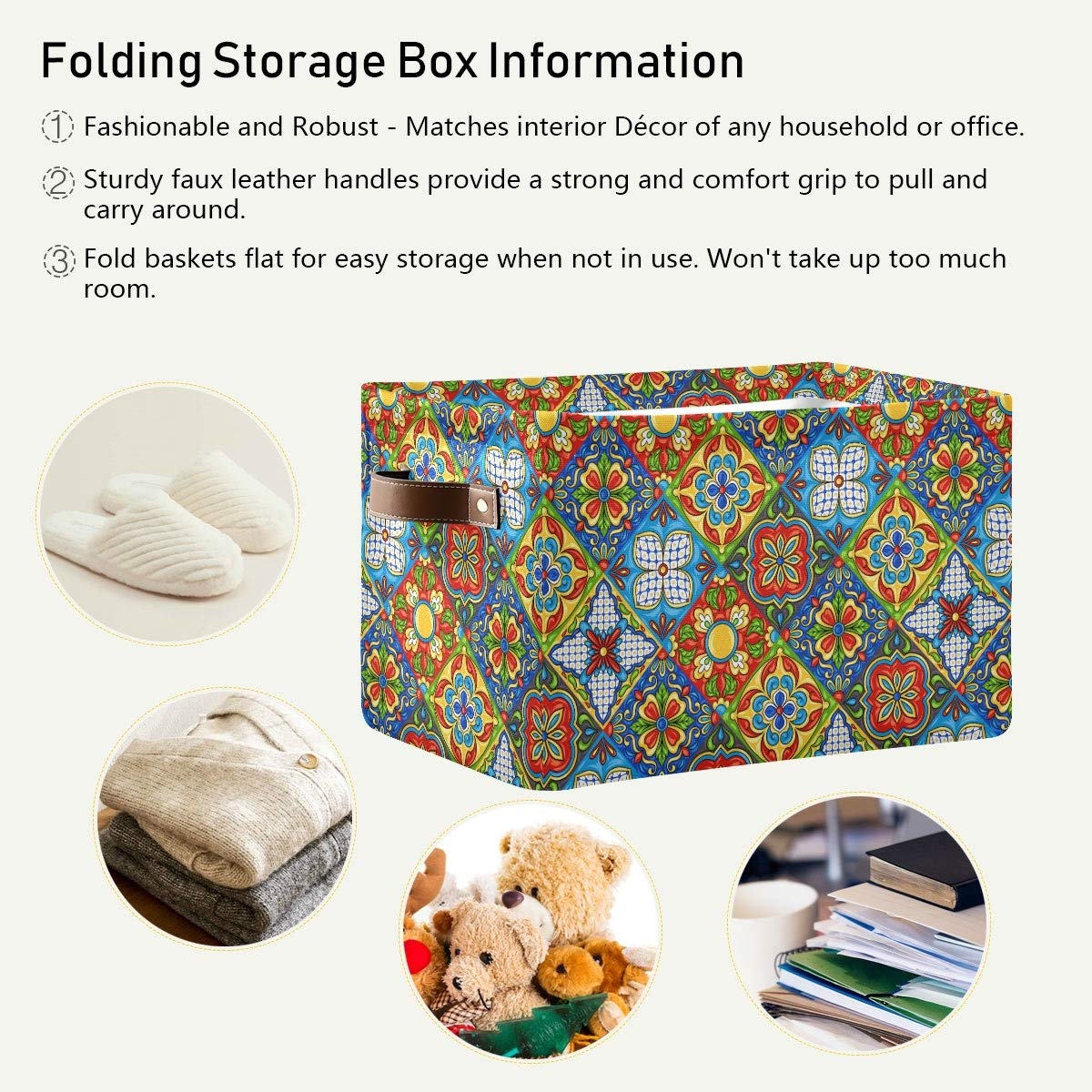 Mexican Talavera Storage Baskets - 2 Pack Closet Organizer Bins & Shelf Cubes for Home Organization | Perfect for Bedroom, Bathroom & Kids Room Storage