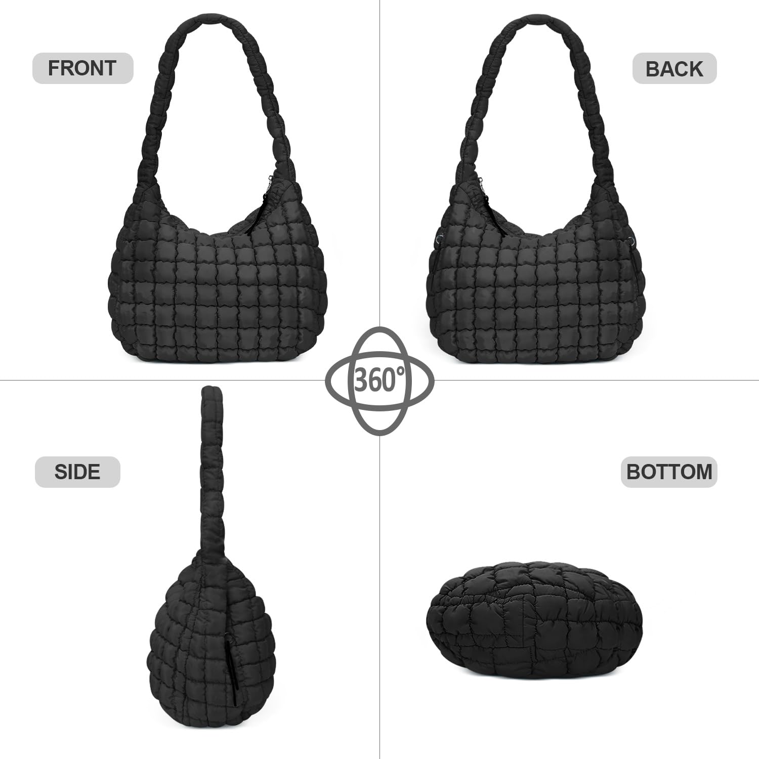 Quilted Puffer Tote Bag for Women - Large Soft Padded Shoulder Bag with Crossbody Strap | Stylish Winter Accessory for Work, Travel & Shopping