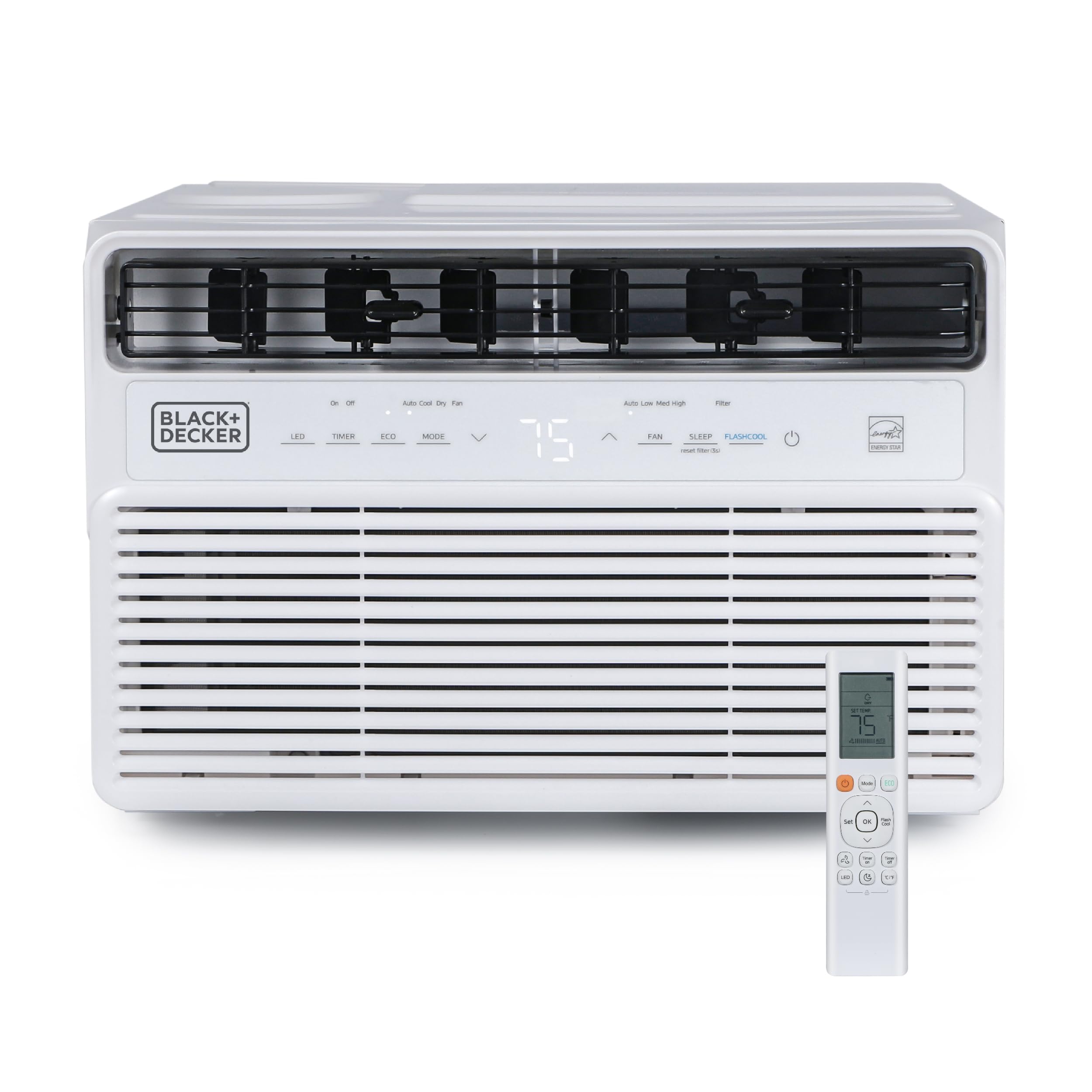 BLACK+DECKER 8,000 BTU Inverter Window Air Conditioner - ENERGY STAR Certified Cooling for Rooms Up to 350 Sq.Ft - Quiet Operation with Full Function Remote - Perfect for Bedrooms, Home Offices & Small Apartments (White)