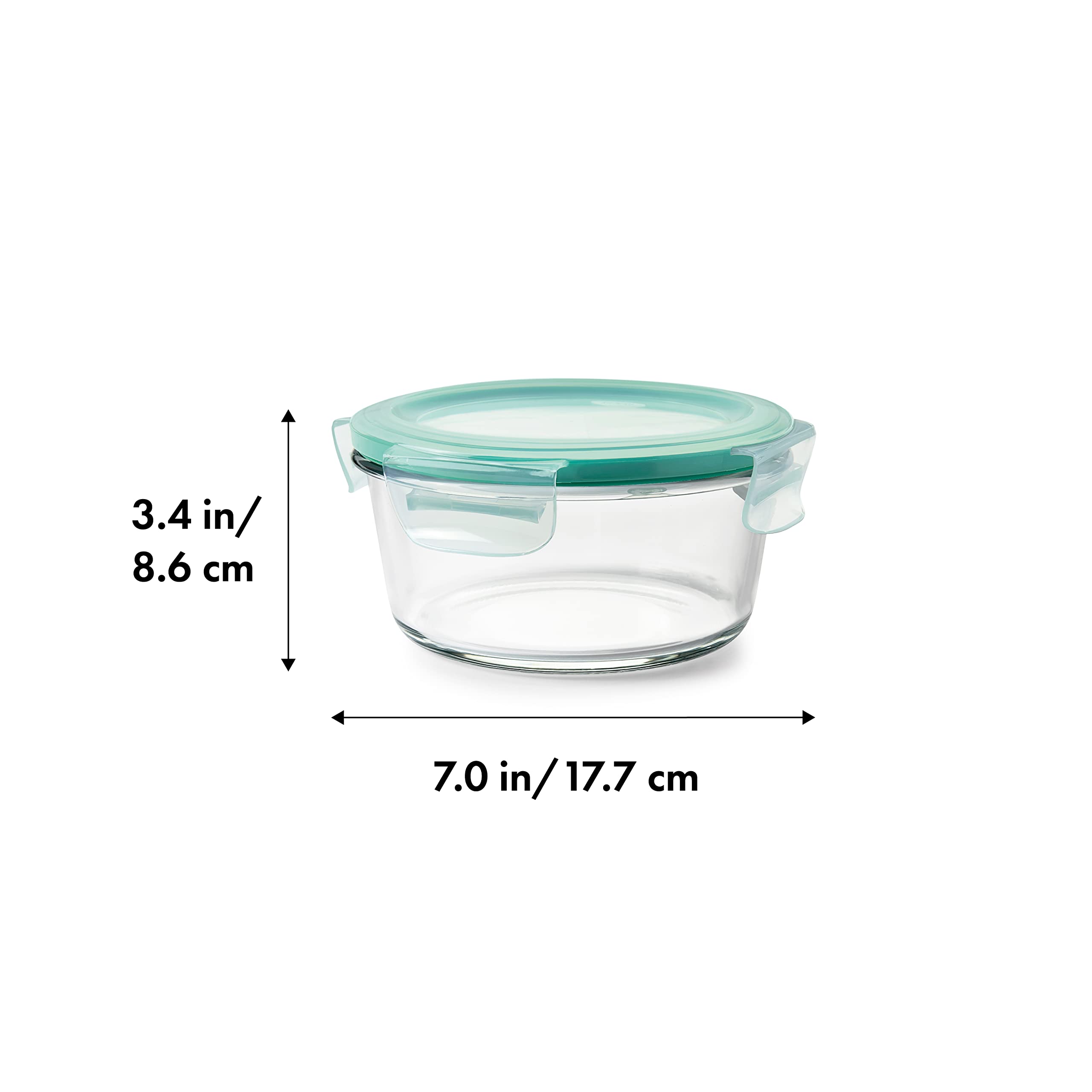 OXO Good Grips 4-Cup Leakproof Glass Food Storage Container with Smart Seal - Airtight Round Kitchen Container for Meal Prep, Leftovers & Pantry Organization