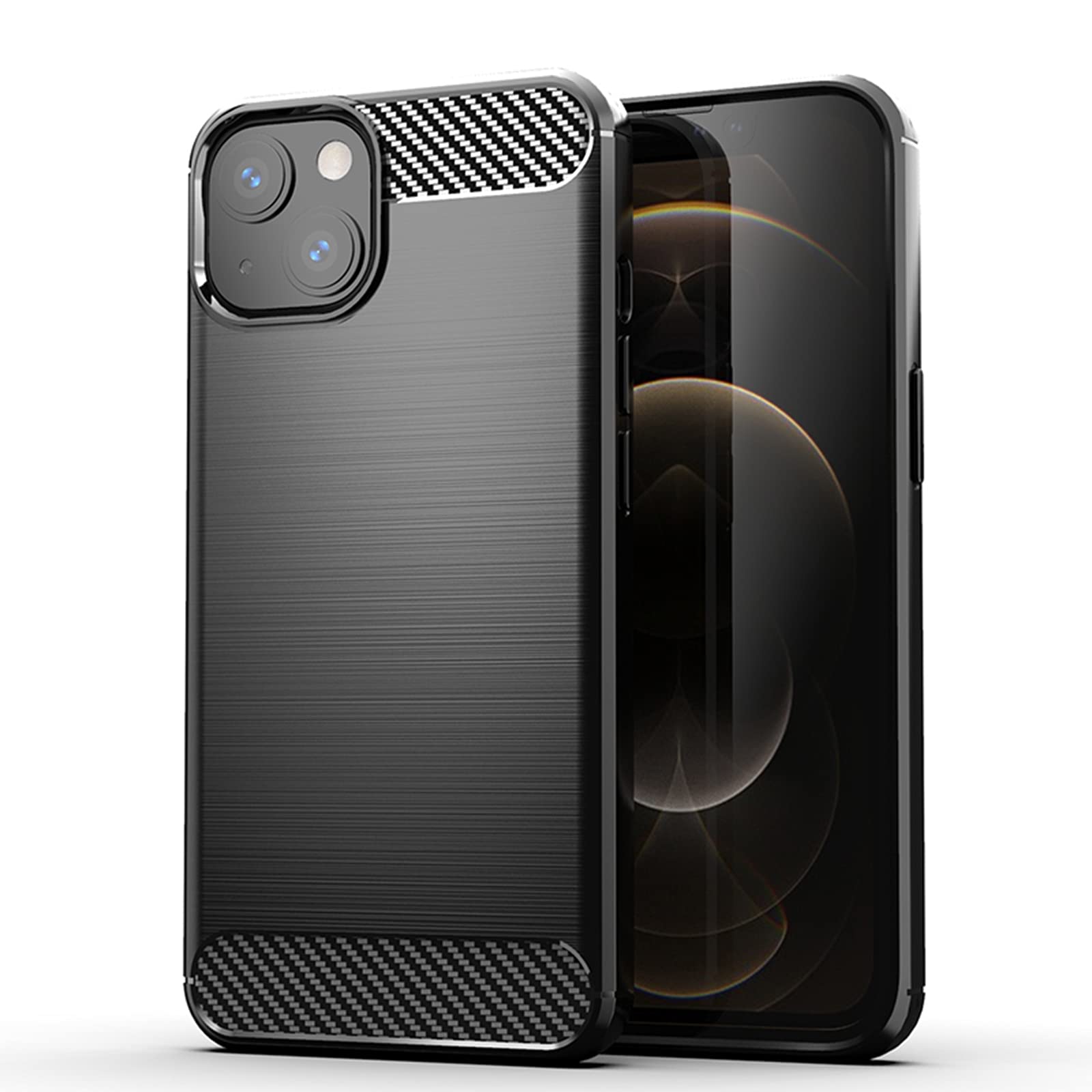 Matte TPU Case for iPhone 13 Pro Max/13 Mini - Soft Brushed Texture with Carbon Fiber Design | Shockproof & Anti-Scratch Protective Cover (Black) - Perfect for Daily Use, Travel & Outdoor Activities