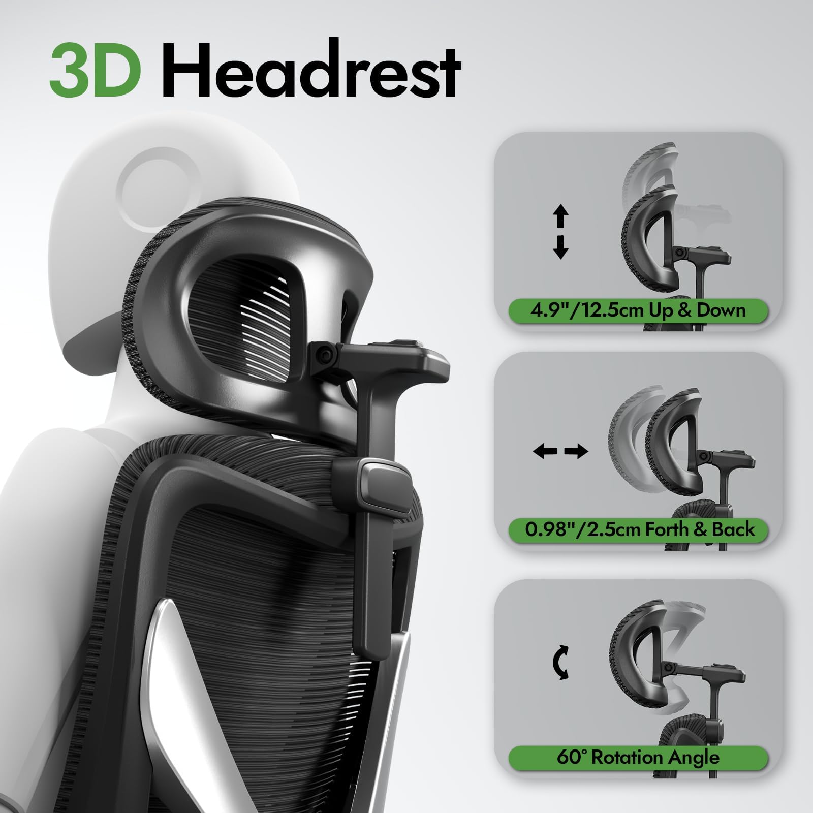 Ergonomic Office Chair with Lumbar Support - X-Shaped Mesh Computer Desk Chair for Gaming & Long Hours Work, Adjustable Headrest, Black Silver - Perfect for Home Office, Gaming Setup & Workspace Comfort