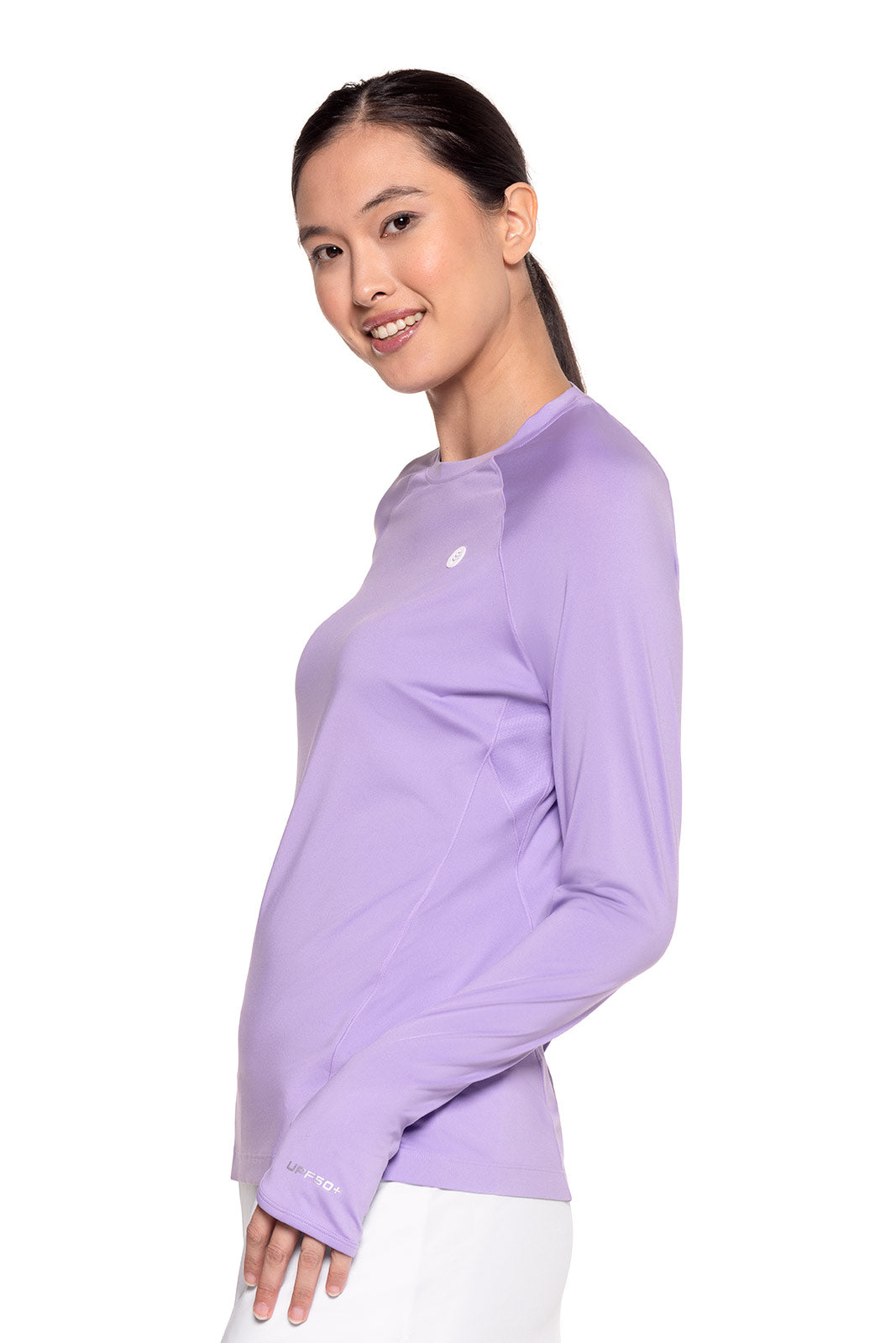 Women's Devi Long Sleeve Workout T-Shirt | Breathable Yoga Top for Women | Gym, Running & Casual Wear | Lavender Purple