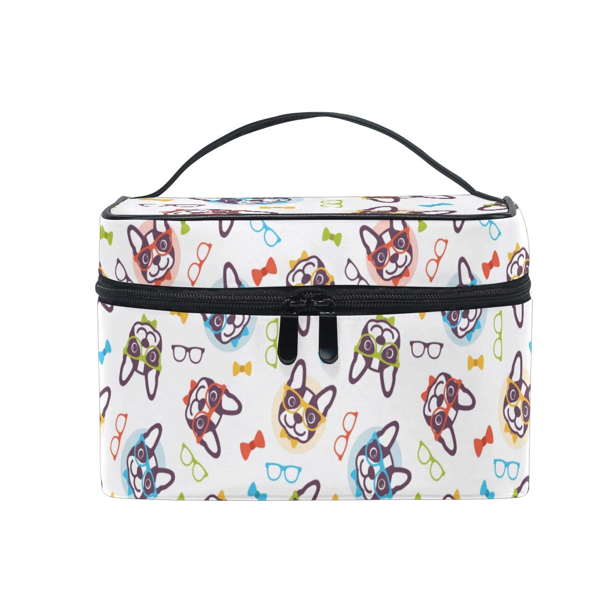 Large Capacity Makeup Bag Organizer - Cute Cartoon French Bulldog Design Travel Cosmetic Case, Portable Toiletry Storage & Wash Bag for Women & Girls | Perfect for Travel, Gym, and Daily Makeup Organization