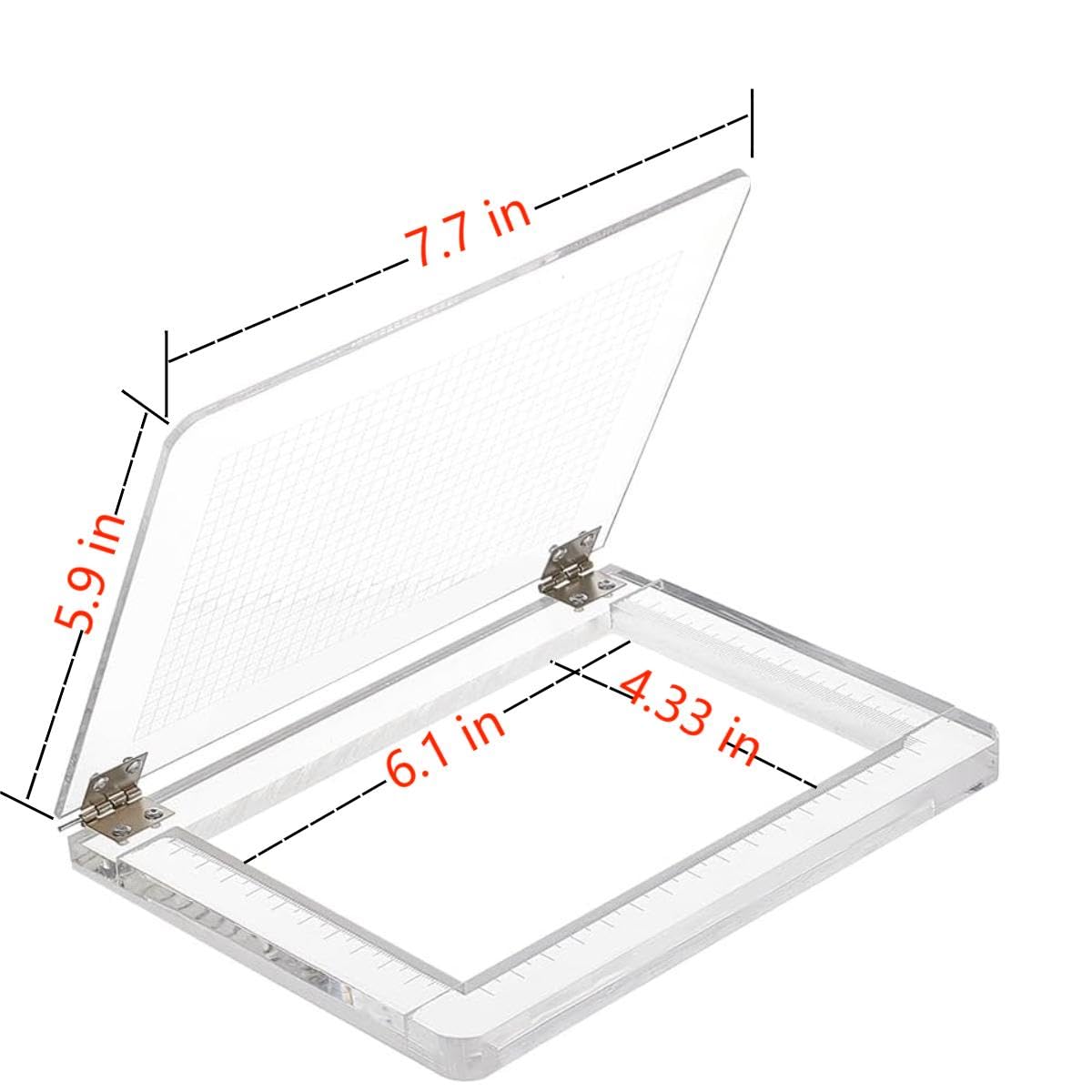 Acrylic Stamp Platform for Scrapbooking - Transparent Stamping Tool with Grid Lines & Measurements (7.7×5.9 Inch) - Perfect for Card Making, DIY Crafts, and Paper Projects