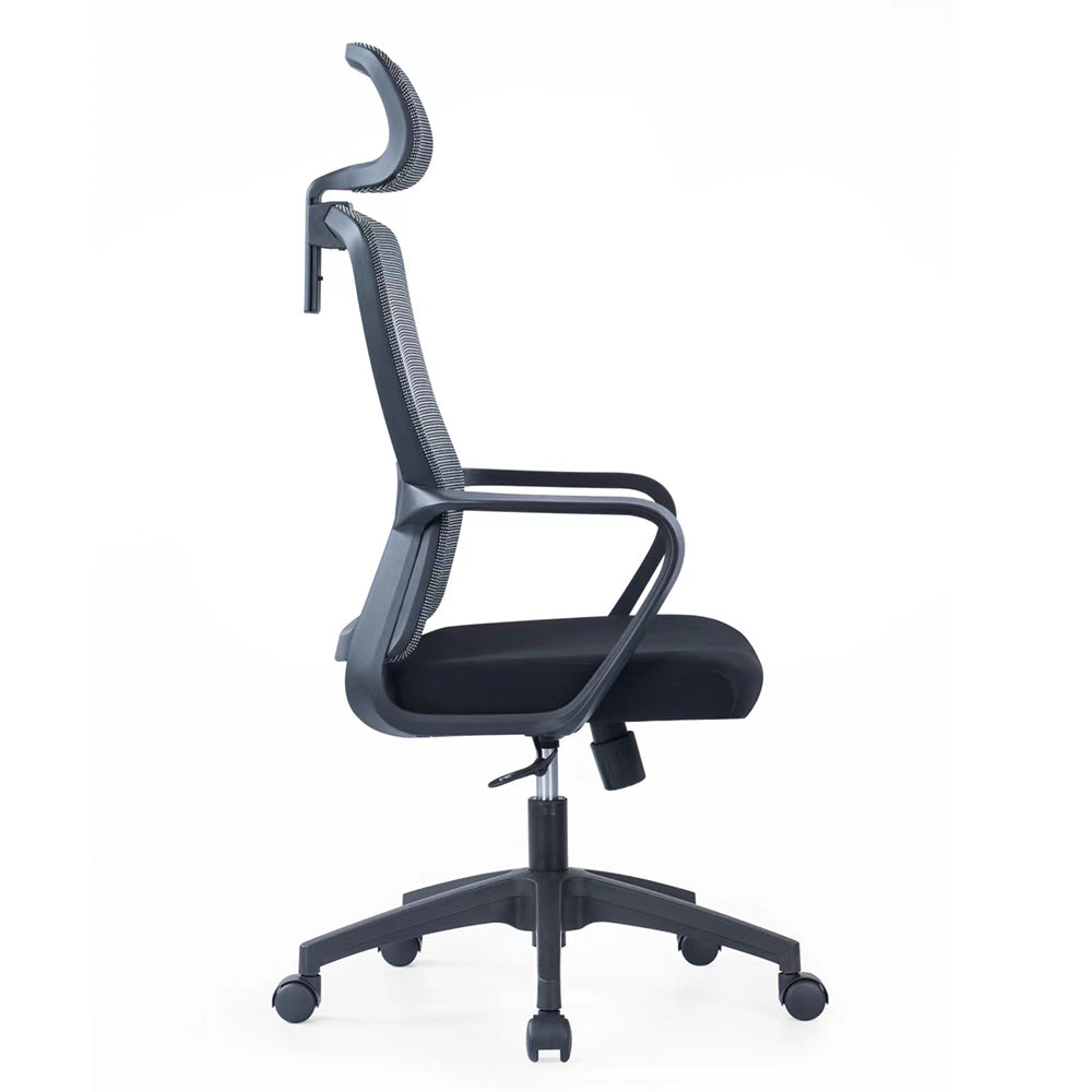 MILOS II Black Mesh Office Chair - Ergonomic High Back Executive Chair with Adjustable Lumbar Support for Home & Office Workspace Comfort