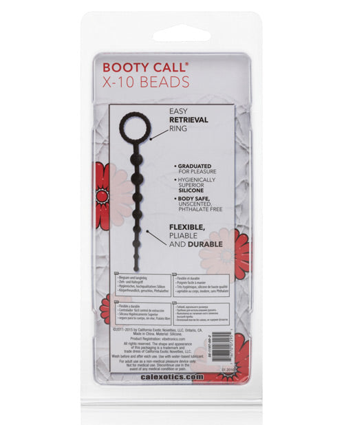 Booty Call X 10 Silicone Anal Beads - Black | Flexible & Body-Safe Adult Toy for Couples & Solo Play - Perfect for Sensual Massage & Intimate Exploration