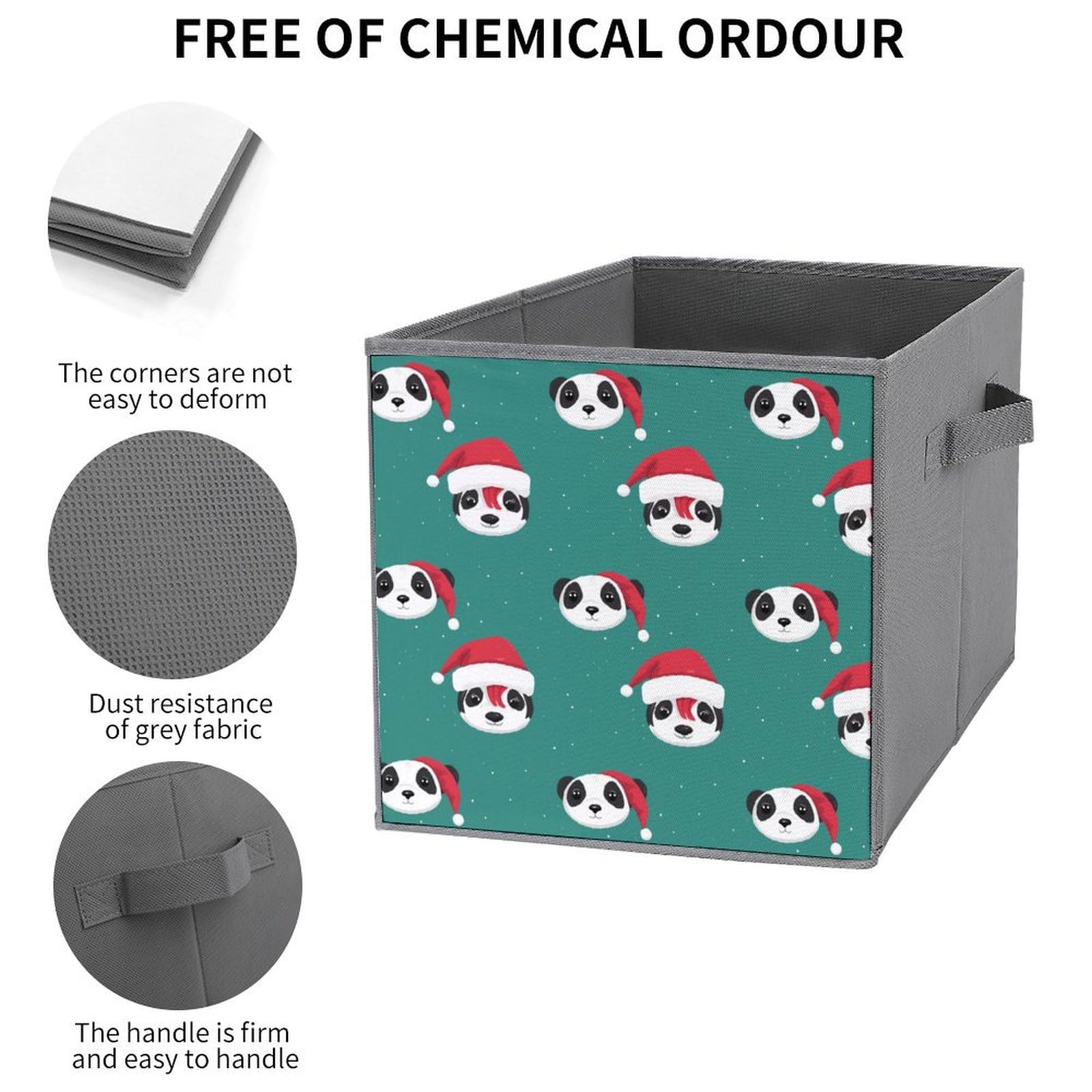 Christmas Panda Foldable Storage Cubes - 6PCS Organizers with Handles for Home & Office