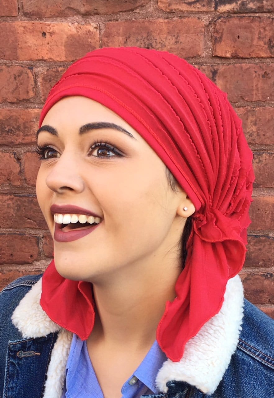 Queen Glamour Swim Bathing Cap - Soft Beanie Ruffle Hair Cover | Lightweight Fitted Pre-Tied Head Wrap Scarf for Swimming & Beach | Made in USA | Perfect for Pool, Spa & Water Sports
