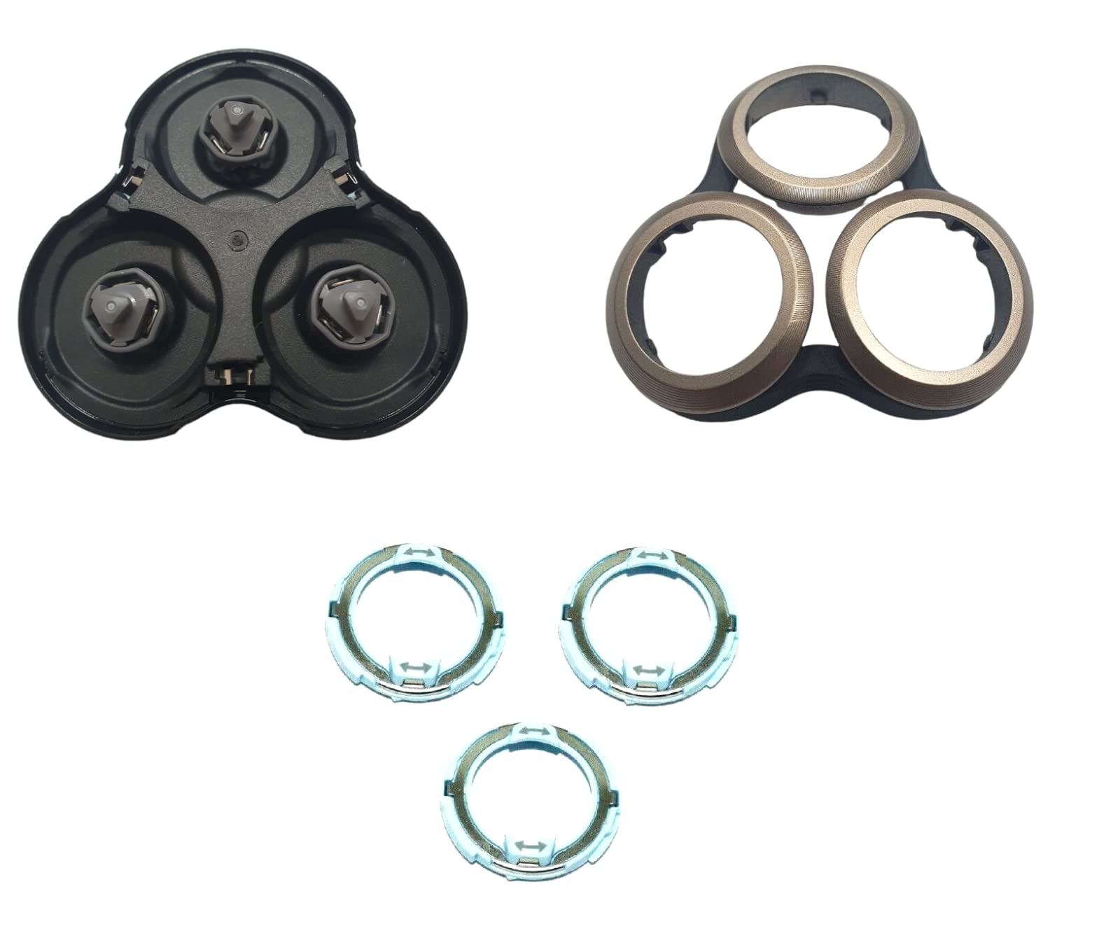 Philips Shaver Replacement Parts Kit - 1x Shaving Bottom Unit, 1x Bracket Holder & 3x Retaining Rings | Compatible with Philips Norelco Electric Shavers | Perfect for Home Grooming & Travel Shaving Essentials