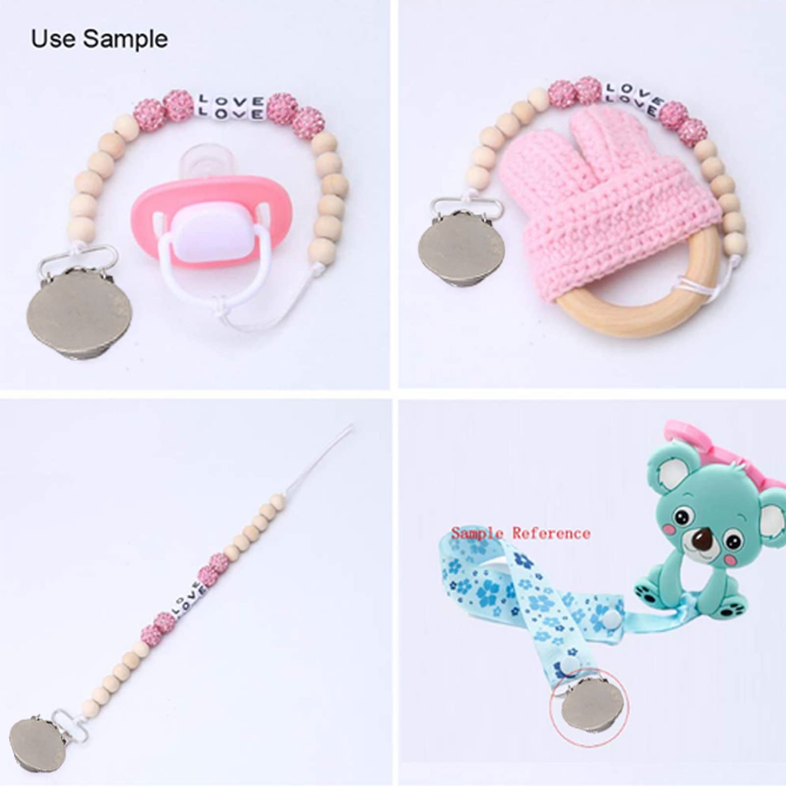 30Pcs Metal Round Pacifier Clips with Charms - DIY Baby Pacifier Holder for Girls & Women - Secure Pacifier to Clothing for On-the-Go Convenience - Perfect for Travel, Shopping & Daily Use