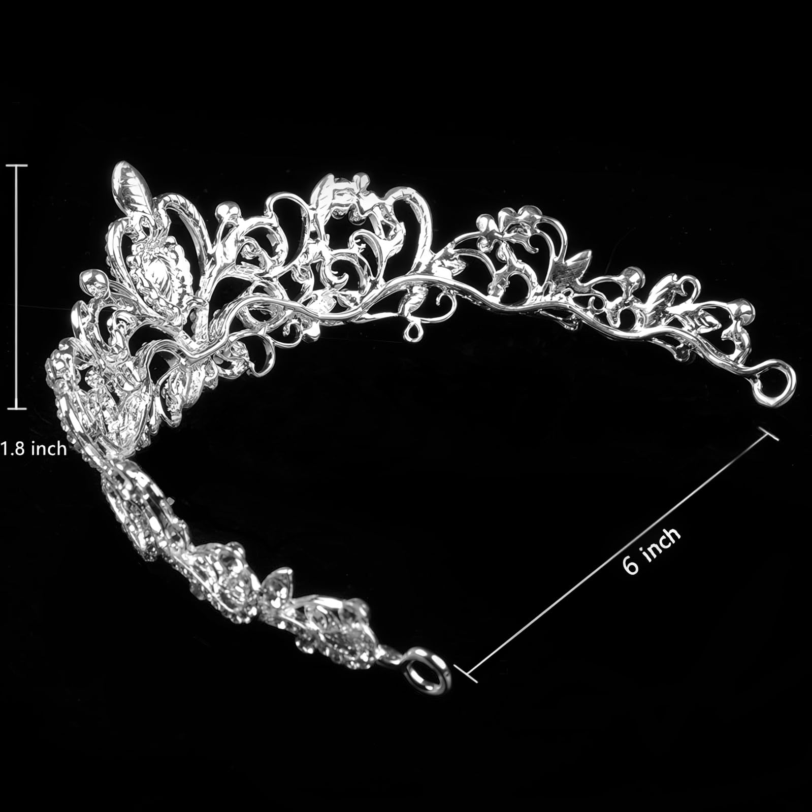 Vofler Silver Crystal Tiara Crown Headband - Rhinestone Hair Jewelry for Women, Brides, Girls | Wedding, Birthday, Pageant, Prom, Halloween Costume Party Accessory | Perfect for Princess-Themed Events & Special Occasions