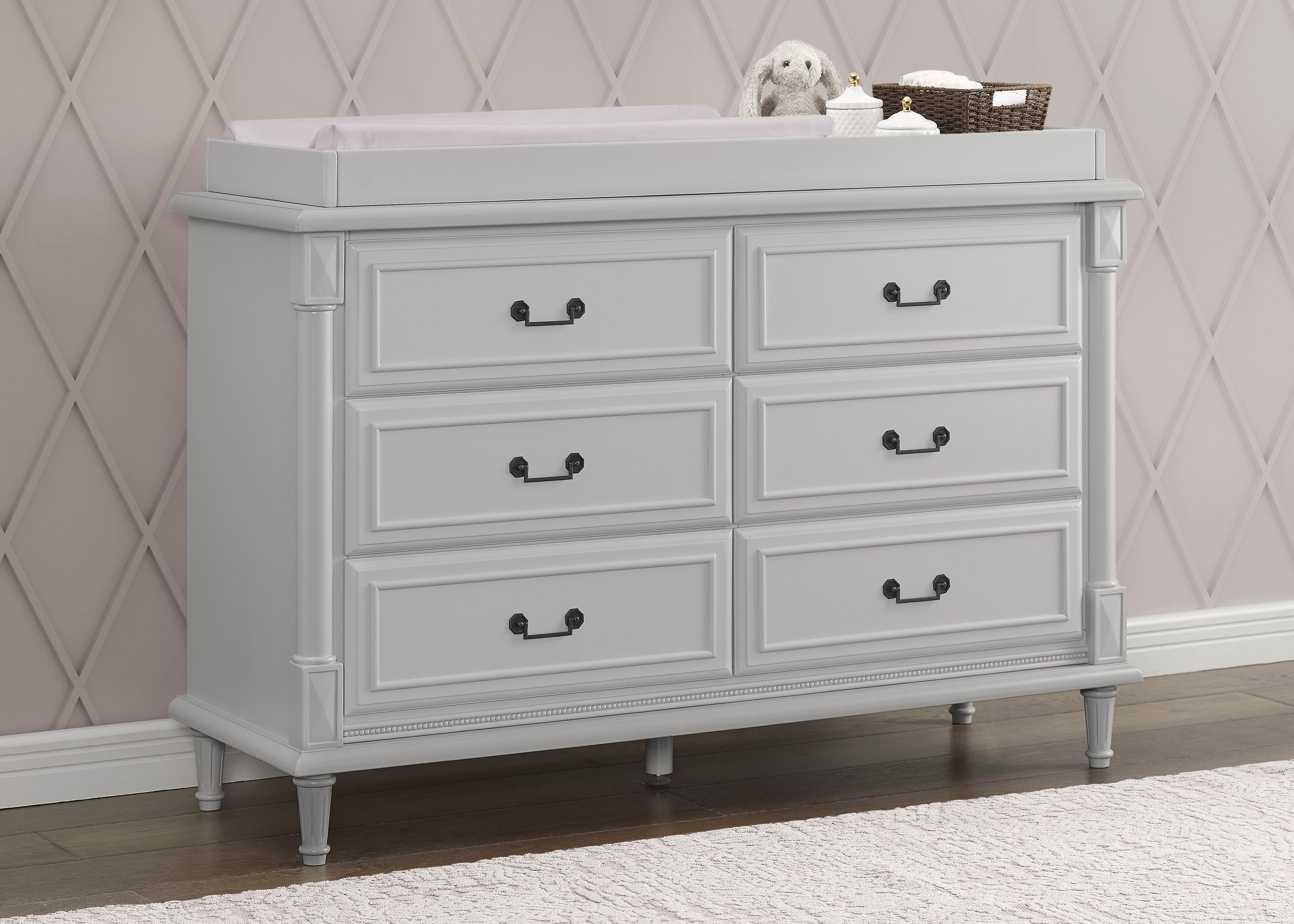 Juliette 6-Drawer Baby Dresser with Changing Table Top - Nursery Storage Organizer for Diapers, Clothes & Baby Essentials | Perfect for Newborn Rooms & Toddler Bedrooms