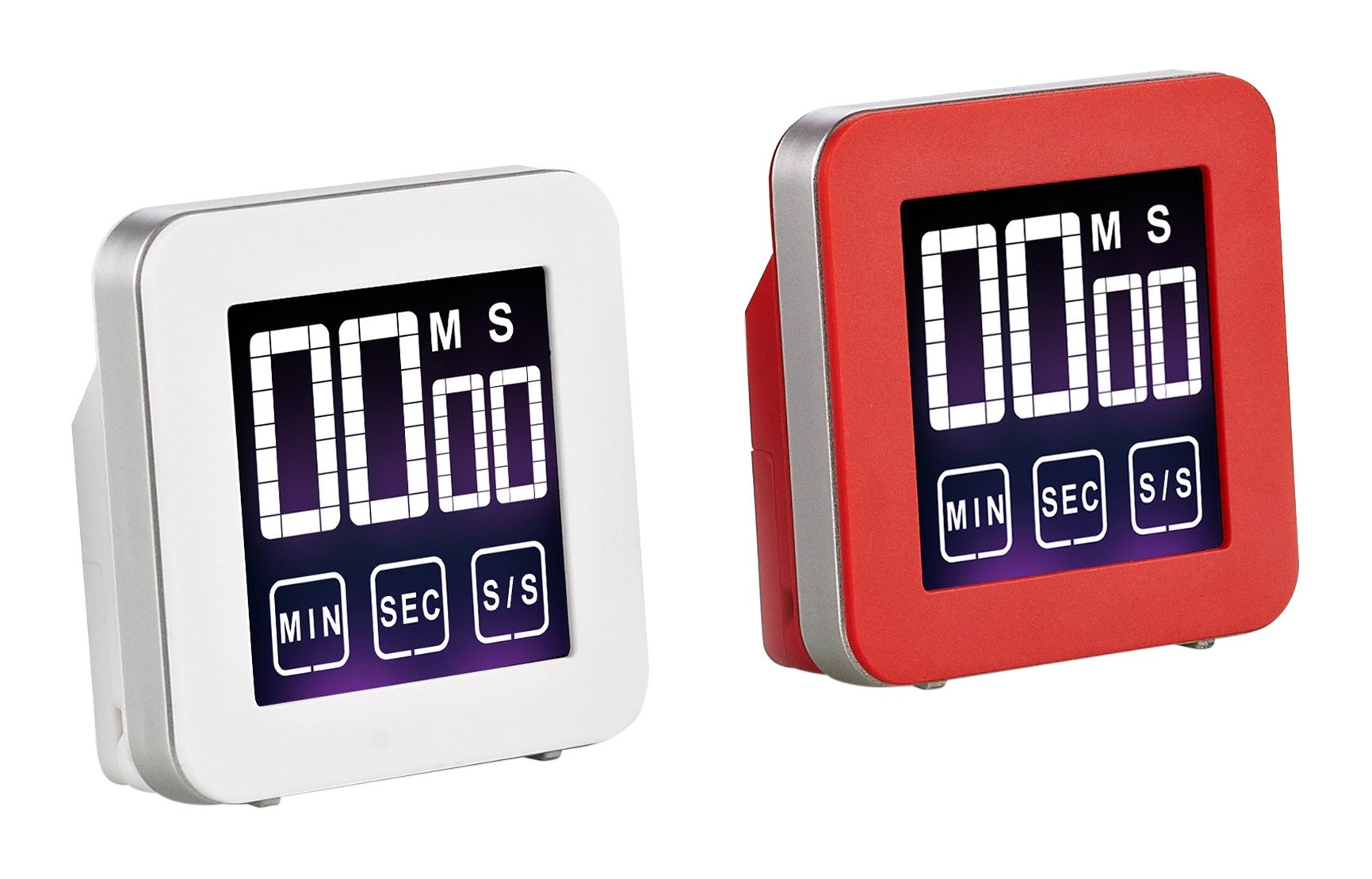 Cook N Home Touch Screen Digital Kitchen Timer - 2 Pack (Red & White) for Baking, Cooking, Fitness & Study - Countdown & Alarm Function