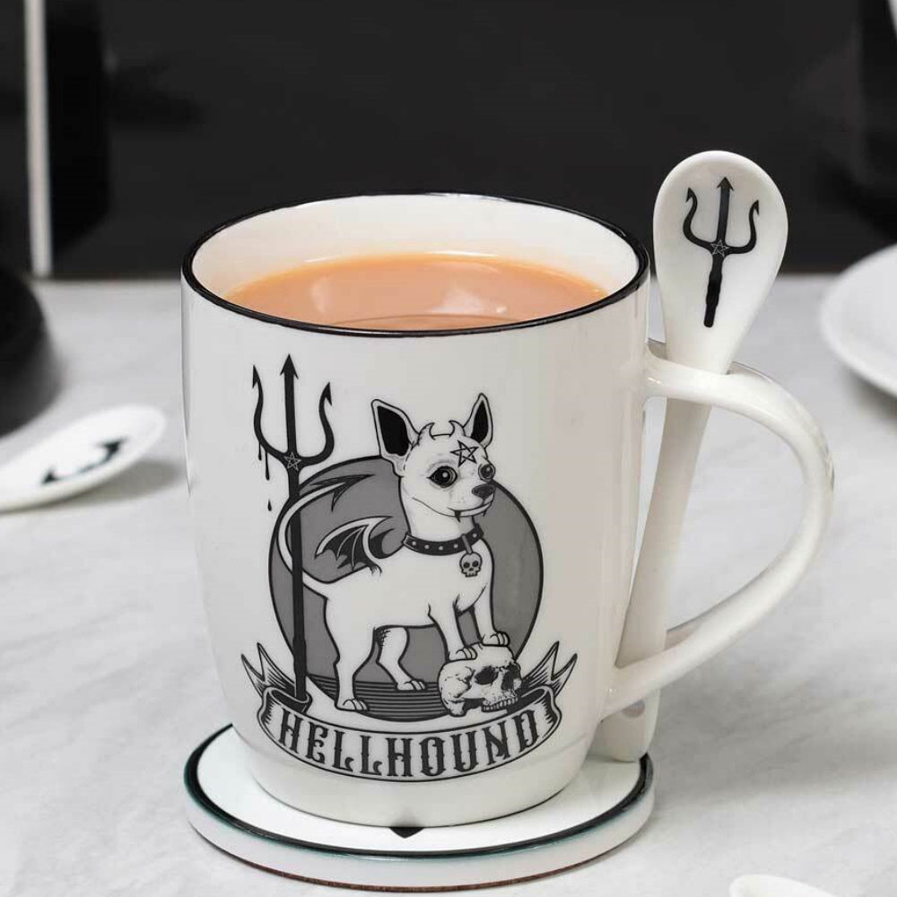 Hellhound Coffee Mug - Gothic Horror Themed Ceramic Cup for Coffee, Tea & Hot Drinks - Perfect for Halloween, Horror Fans & Dark Aesthetic Lovers