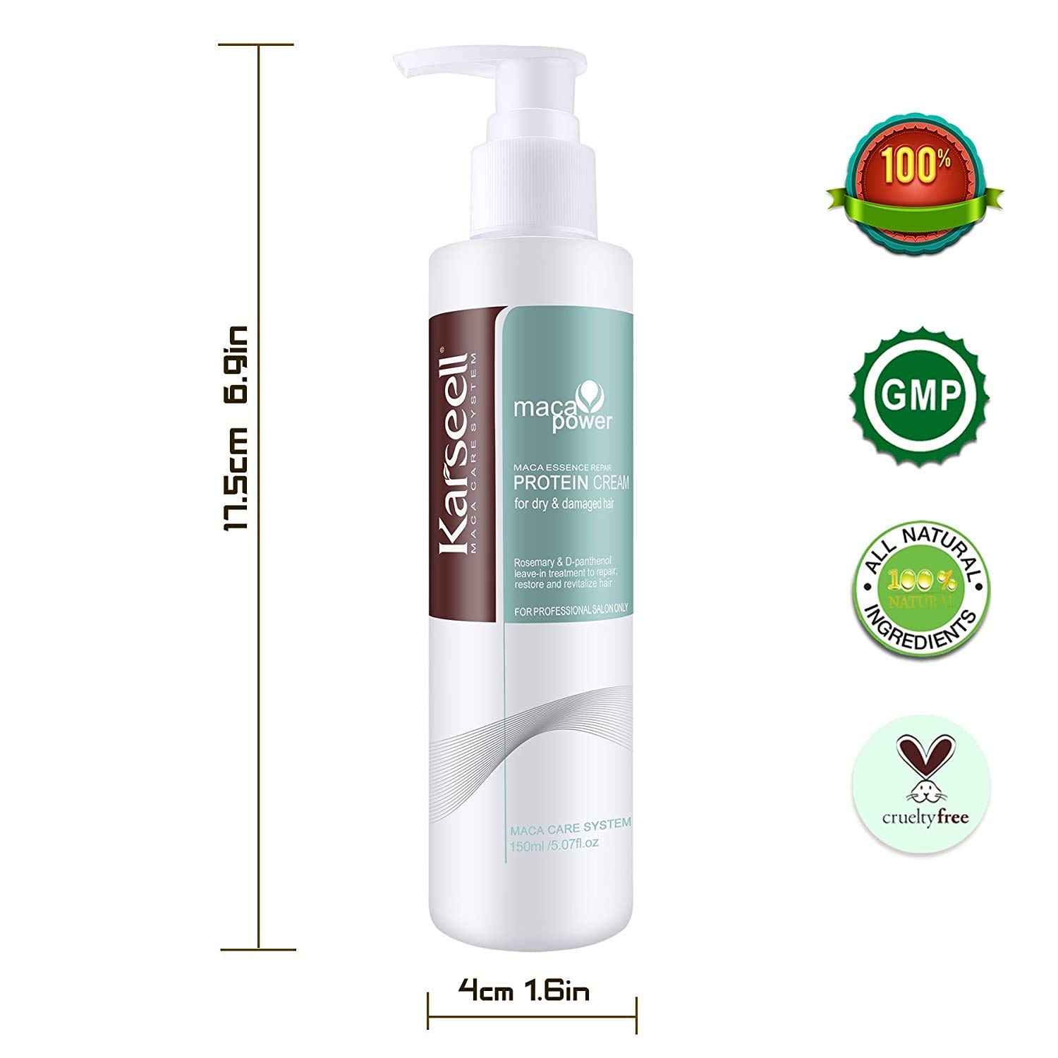 Karseell Organic Protein Repair Cream - Leave-In Conditioner for Dry & Damaged Hair Treatment | Deep Nourishing Hair Care for Frizz Control & Split Ends | Perfect for Daily Use, Salon Treatments & Post-Color Care