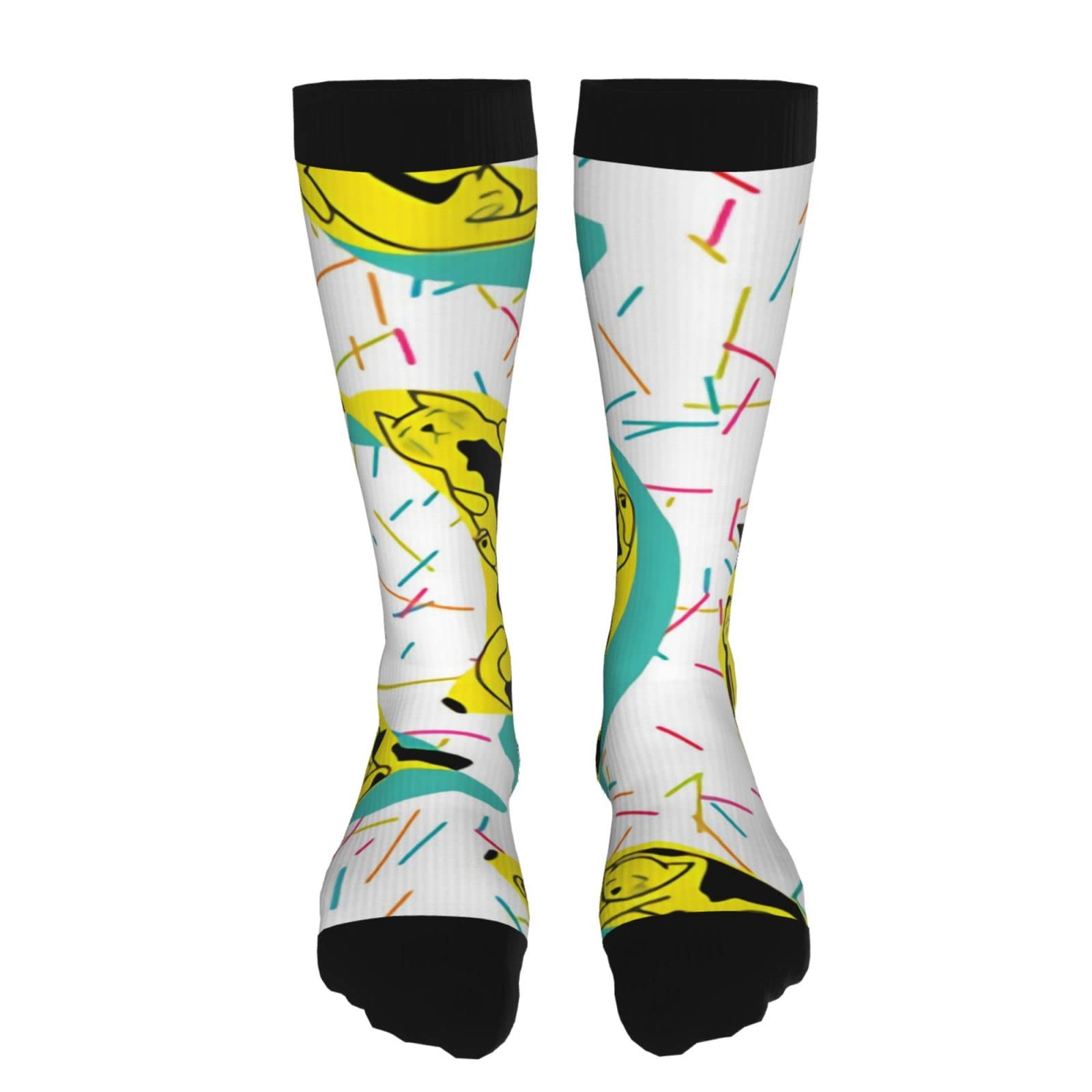 Banana Cat Compression Socks - High Performance Running & Sports Socks for Men & Women - Breathable Long Tube Socks for Marathon, Gym Workouts & Daily Comfort