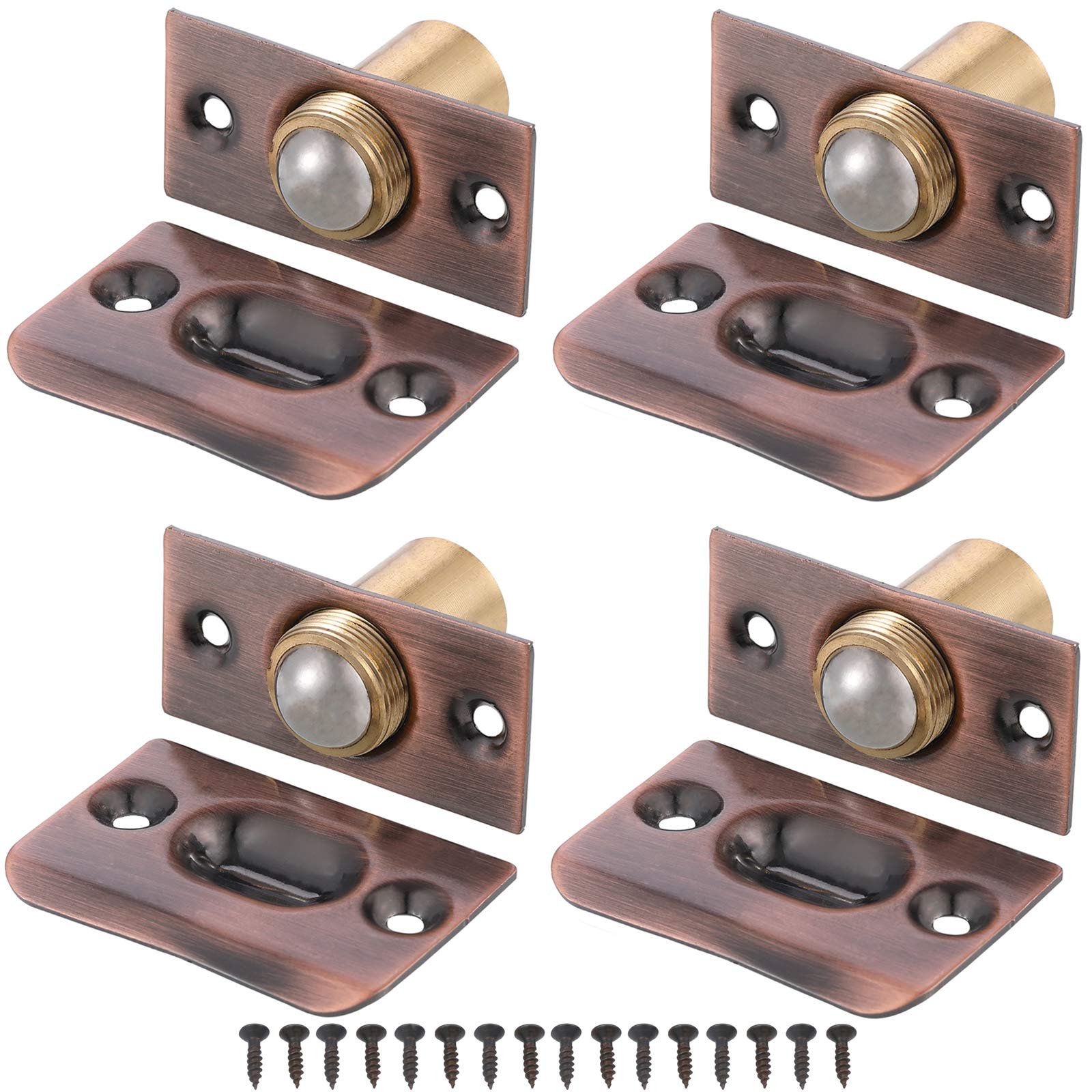 WOOCH Stainless Steel Adjustable Closet Door Ball Catch - 4 Pack (Antique Red) | Heavy Duty Cabinet & Kitchen Door Hardware | Perfect for Sliding Doors, Wardrobes & Home Organization