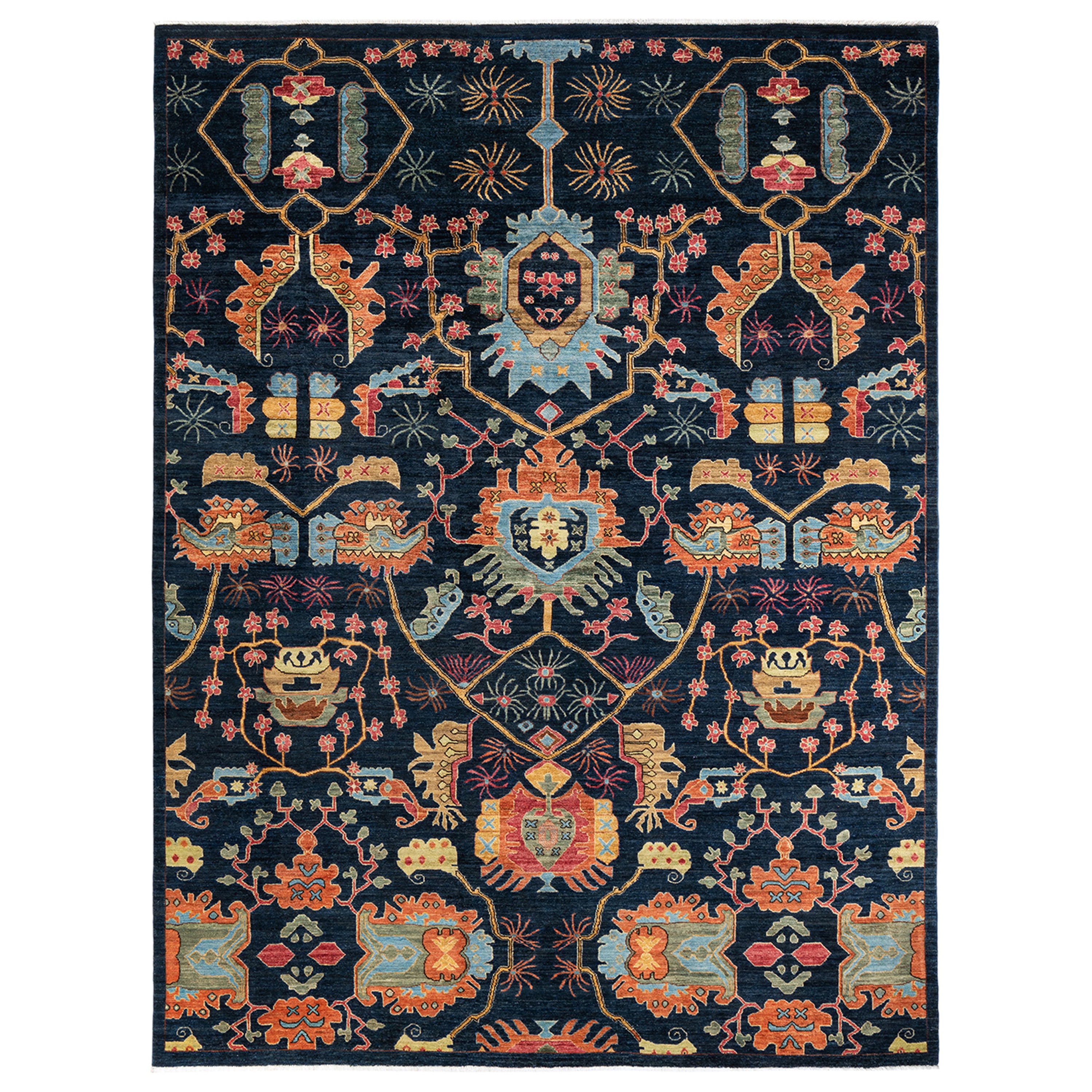 Handmade Blue Traditional Serapi Wool Rug 8'10 x 11'8 - Authentic Persian Design for Living Room, Bedroom & Home Decor