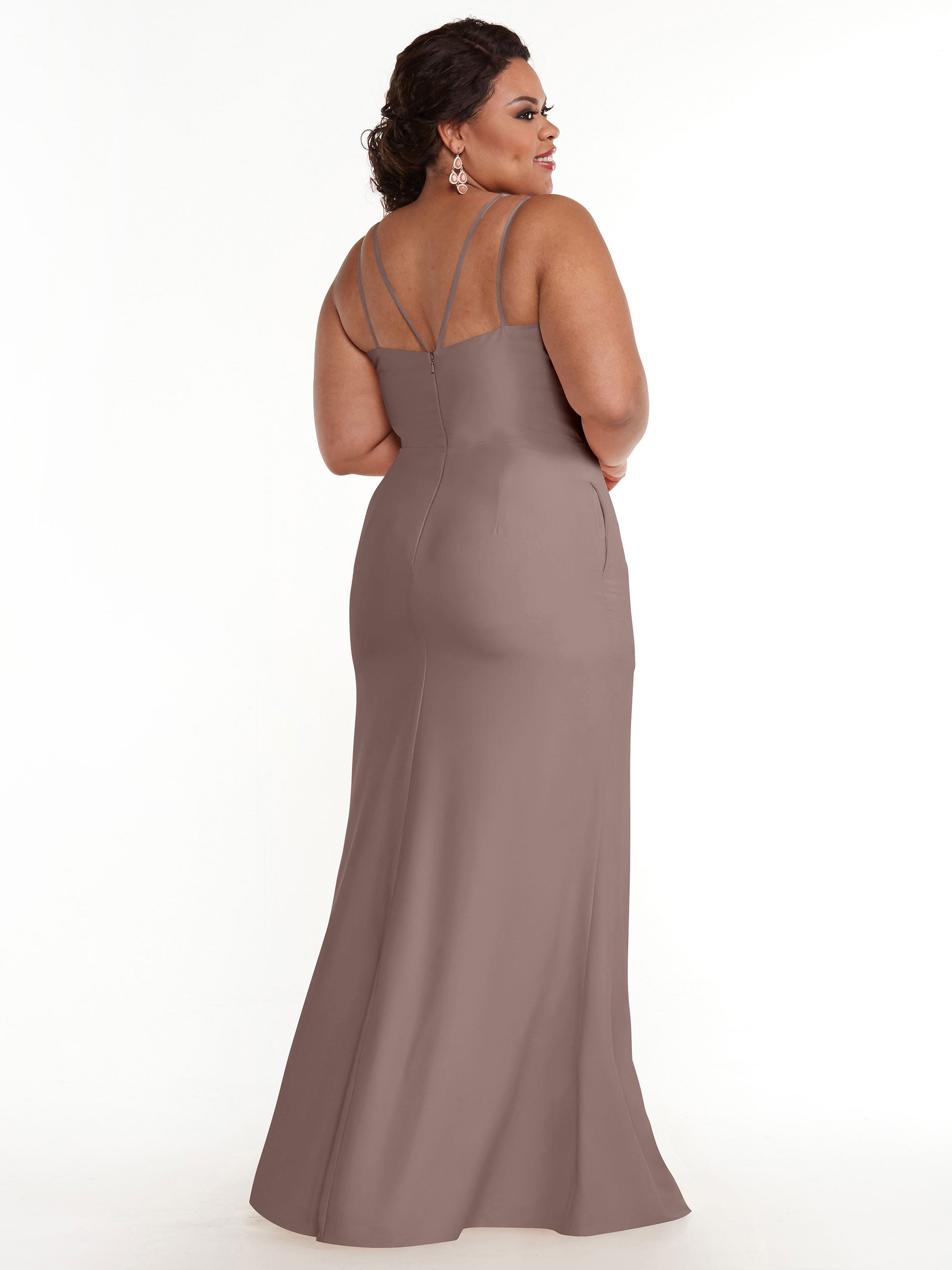 Elegant 83030 Sheath Stretch Chiffon Bridesmaid Dress with Bateau Neckline & Thigh Slit - Perfect for Weddings, Formal Events & Evening Parties