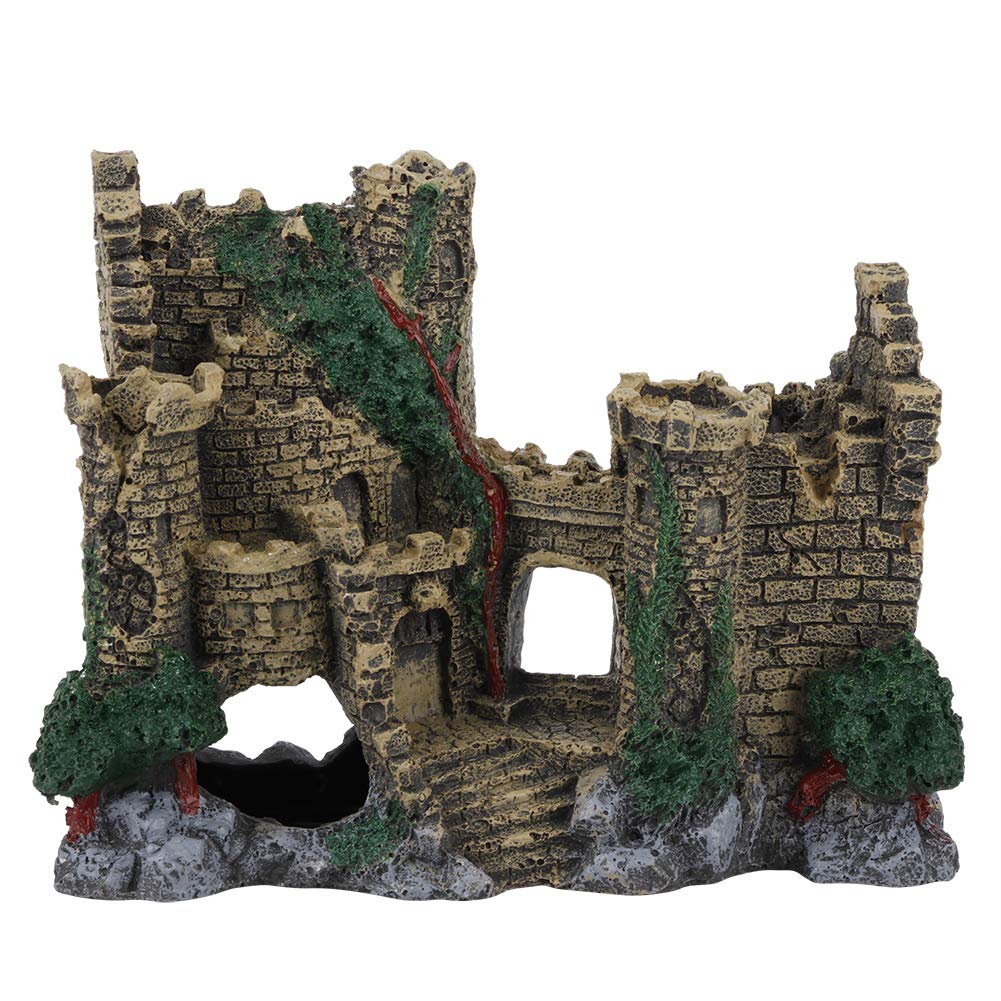 Vintage Western Castle Resin Ornament - Handcrafted Landscape Decoration for Aquarium, Fish Tank, Terrarium | Perfect for Home Decor, Office Desk & Fantasy Theme Aquascaping