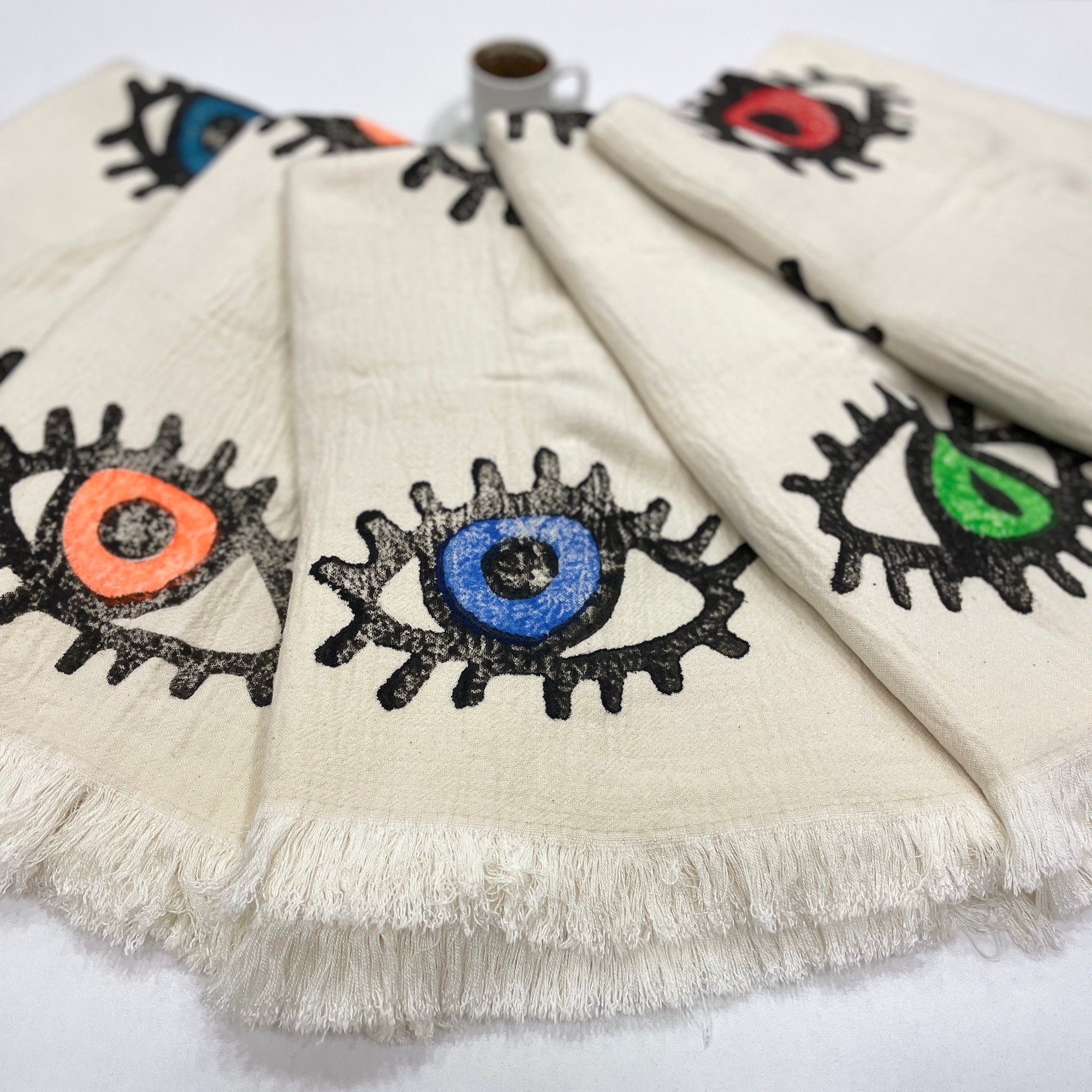 Evil Eye Green Muslin Towel - Soft & Absorbent Baby Swaddle Blanket for Newborns, Perfect for Nursery, Travel & Photo Shoots