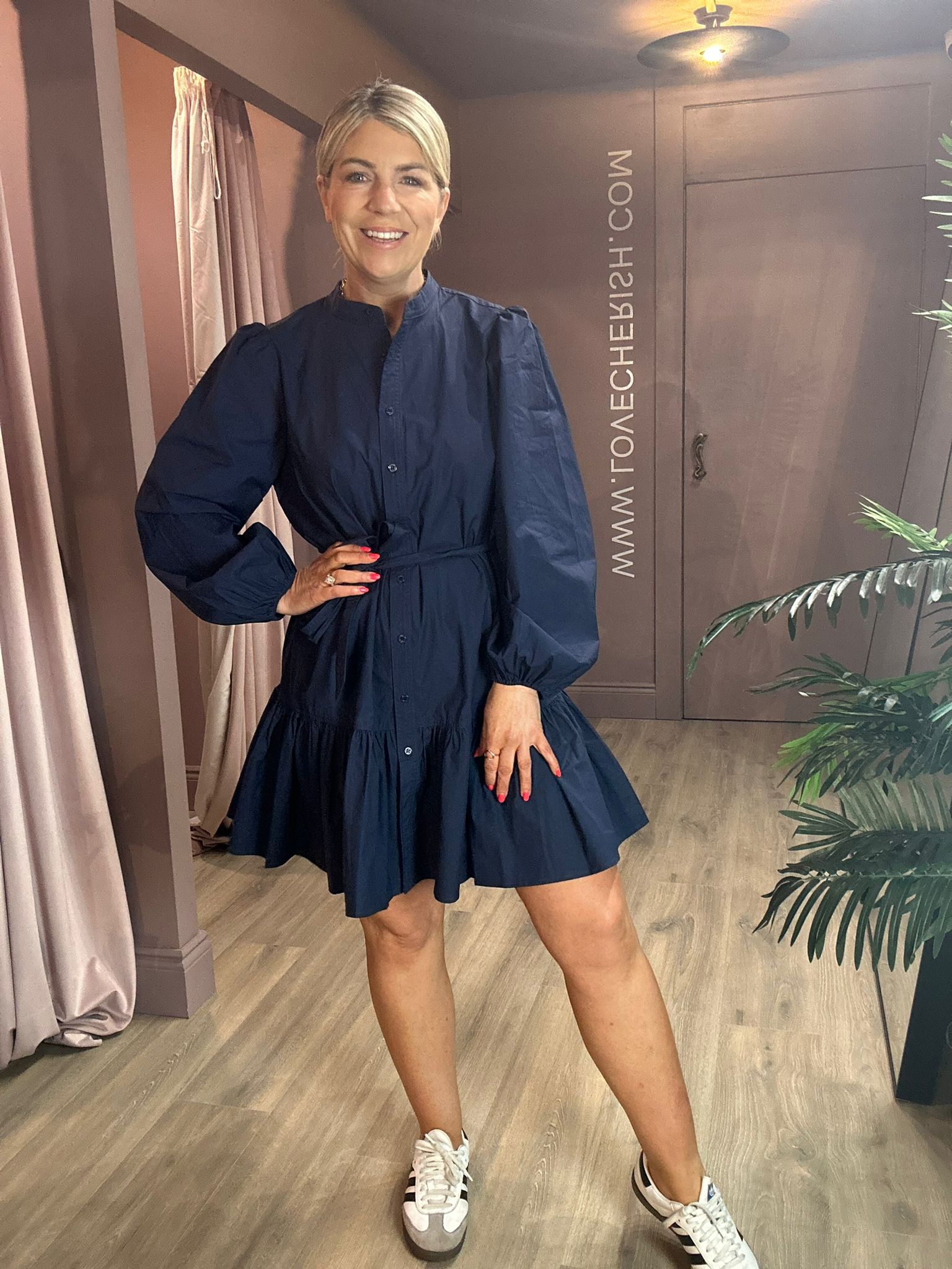 ALIZZE Women's Long Sleeve Mini Dress - Navy Blue Flowy Party Dress for Night Out, Date Night, and Special Occasions