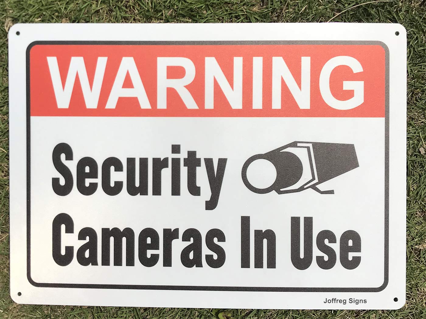 Joffreg Reflective Security Camera Warning Sign - 14x10 Inch Aluminum, UV Printed, Weatherproof & Waterproof for Indoor/Outdoor Use (2 Pack) - Ideal for Home Security, Business Surveillance & Property Protection