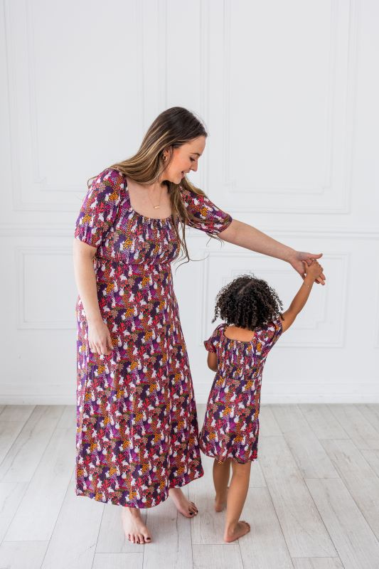 Botanical Bunnies Women's Floral Smocked Dress - Summer Casual Midi Dress for Beach, Brunch & Outdoor Activities