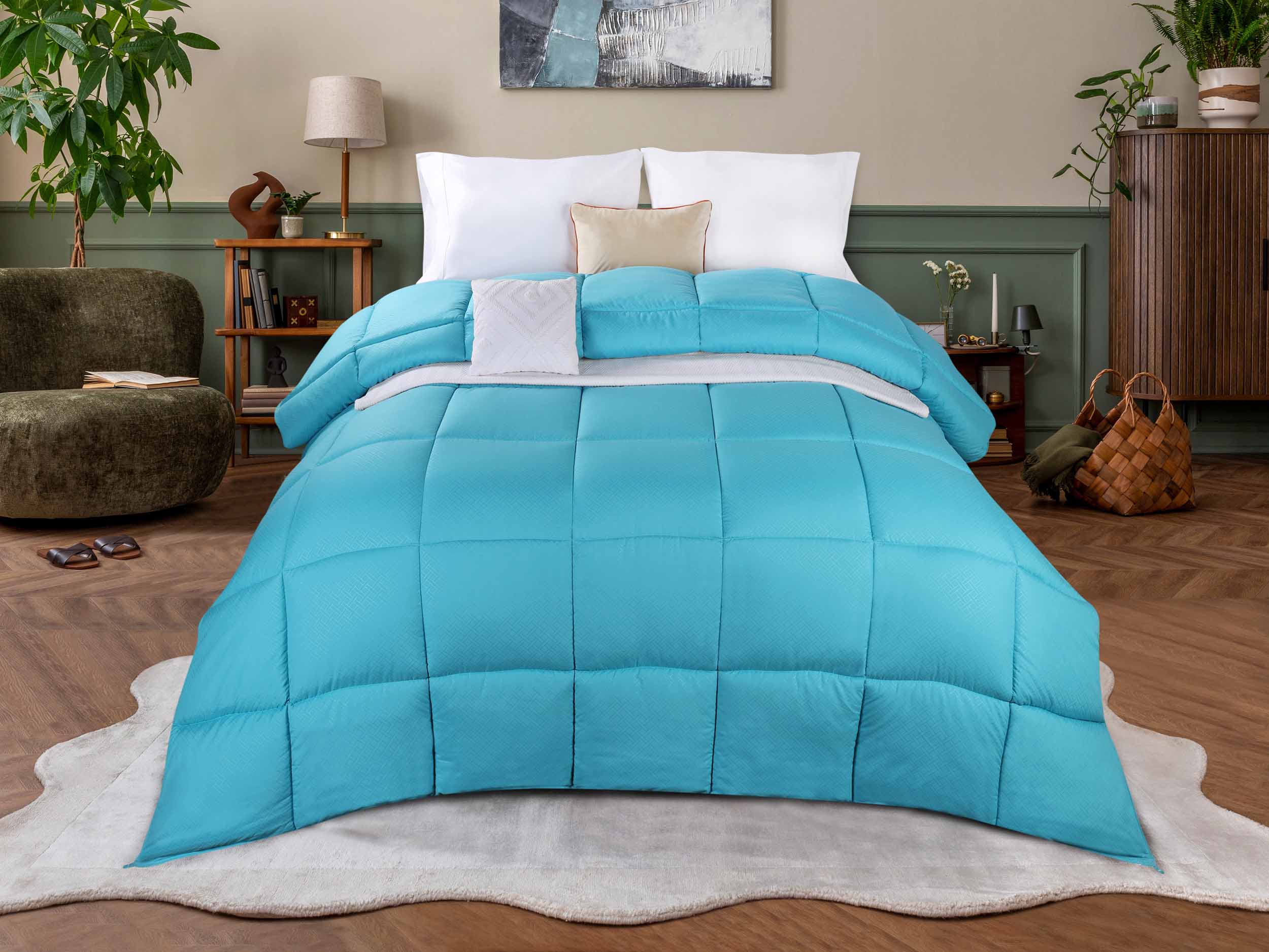 Luxury Basketweave Plush Down Alternative Comforter - Hypoallergenic & Breathable All-Season Bedding for Master Bedroom, Guest Room & Dorm