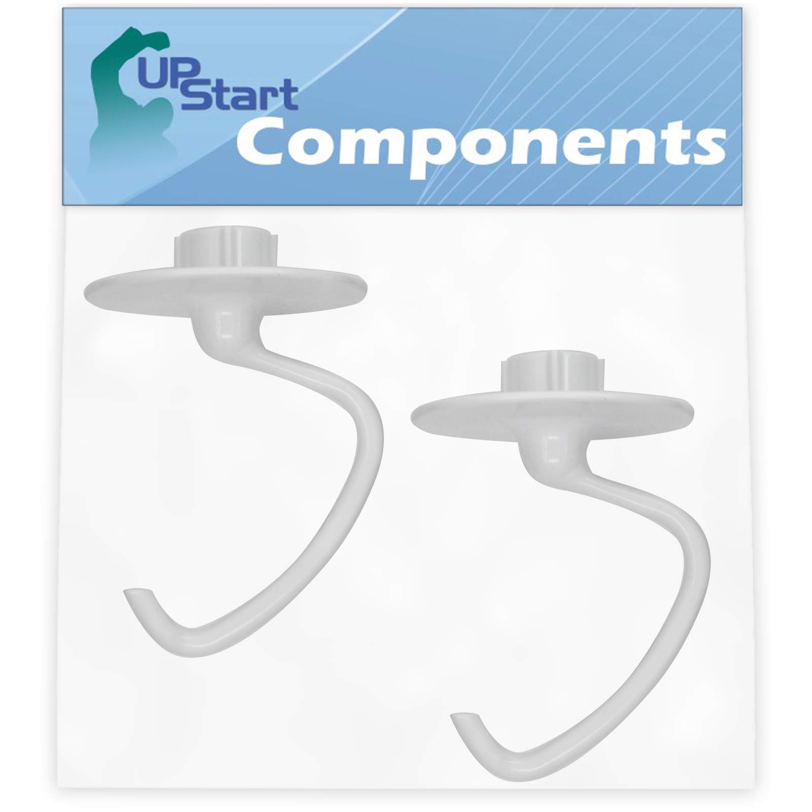 2-Pack K45DH Dough Hook Replacement for Whirlpool 4KN15E1XMR0 Stand Mixer - Compatible with WPW10674618 - UpStart Components Brand - Perfect for Baking Bread, Pizza Dough & Pastries