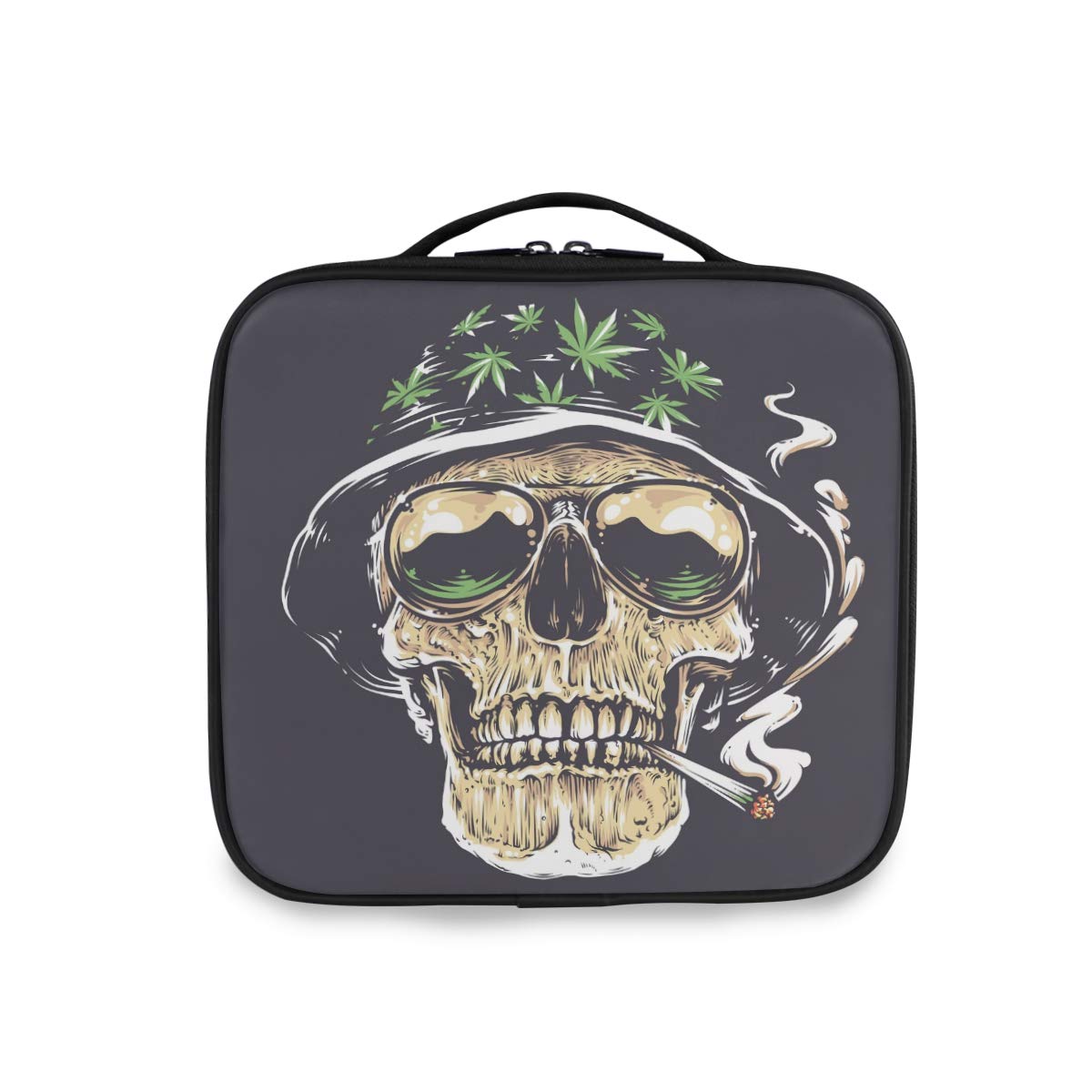 ALAZA Skull & Leaves Makeup Train Case - Adjustable Dividers Cosmetic Bag Organizer for Women & Teens - Portable Travel Toiletry Storage - Perfect for Travel, Home Organization & Gift Giving