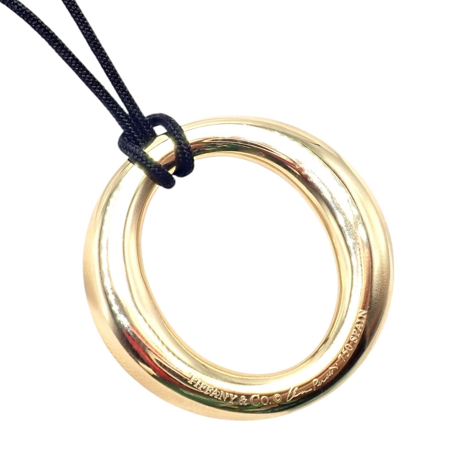 Authentic Tiffany & Co 18k Yellow Gold Peretti 35mm Medium Sevillana Necklace - Elegant Jewelry Gift for Women, Perfect for Weddings & Special Occasions
