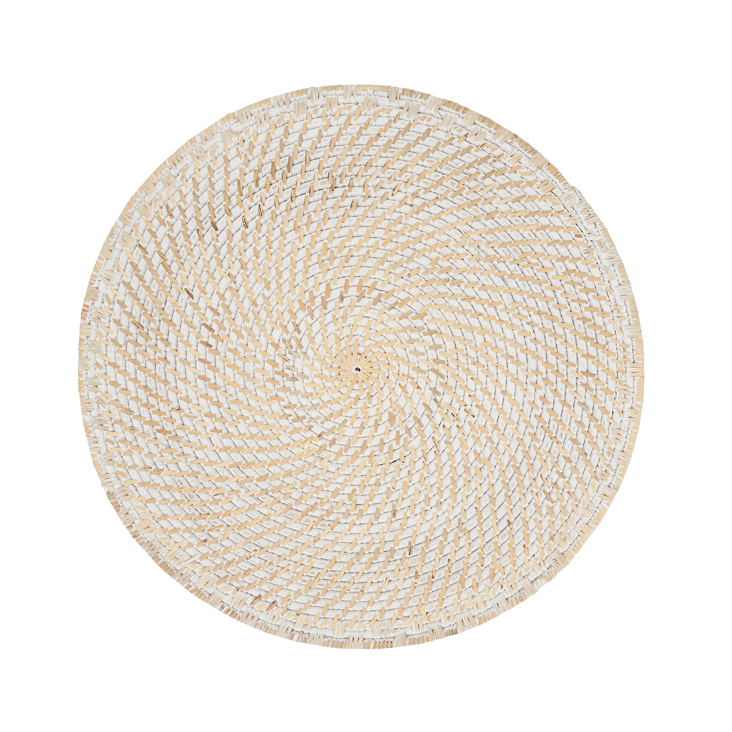 Premium Woven Rattan Placemats Set of 4 - Natural White 15