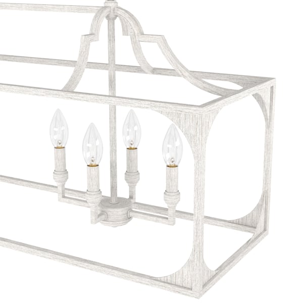 Hunter Highland Hill 8-Light Linear Chandelier in Distressed White - Modern Farmhouse Lighting for Dining Room, Kitchen Island & Entryway