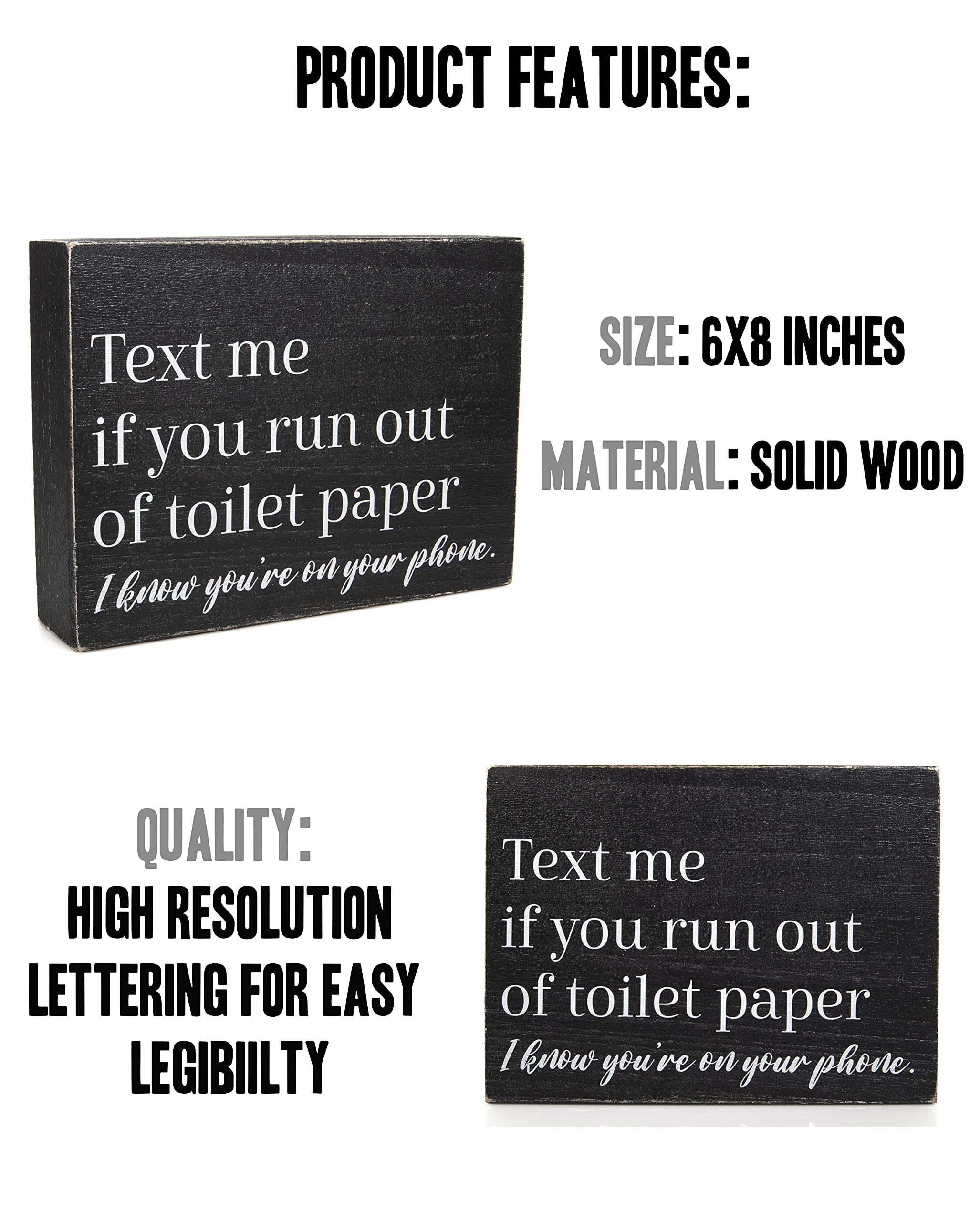 Funny Bathroom Signs - Black & White Farmhouse Decor for Guest Bathroom - Boho Wall Art
