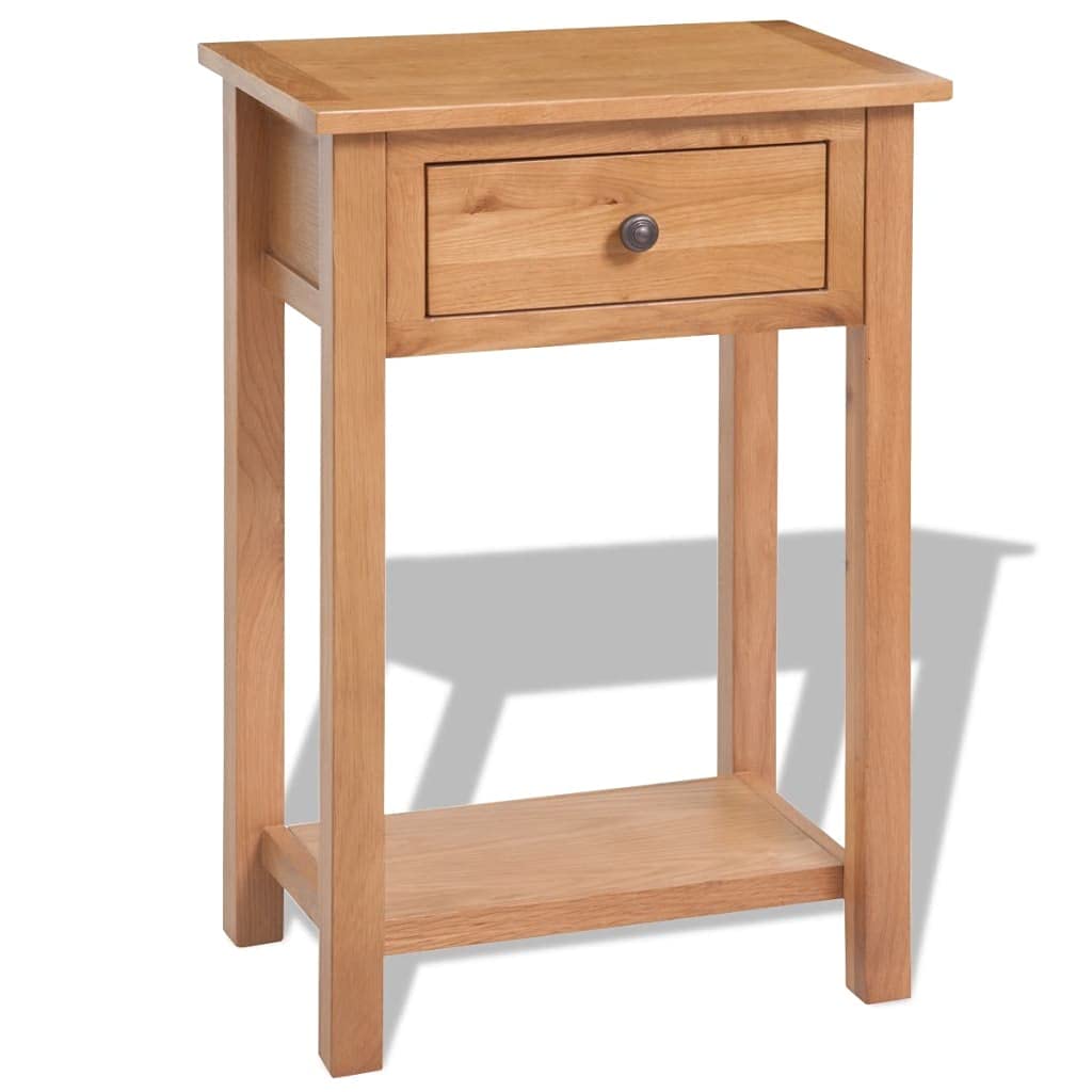 Solid Oak Wood Nightstand Side Table - 19.7