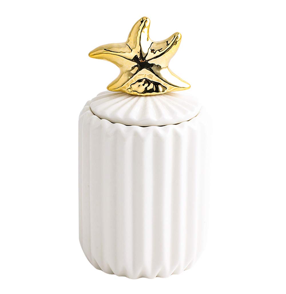 Starfish-Shaped Q-Tip & Toothpick Dispenser - Bathroom & Kitchen Storage Canister for Home Organization, Parties & Appetizer Serving | Compact Tabletop Design for Easy Access