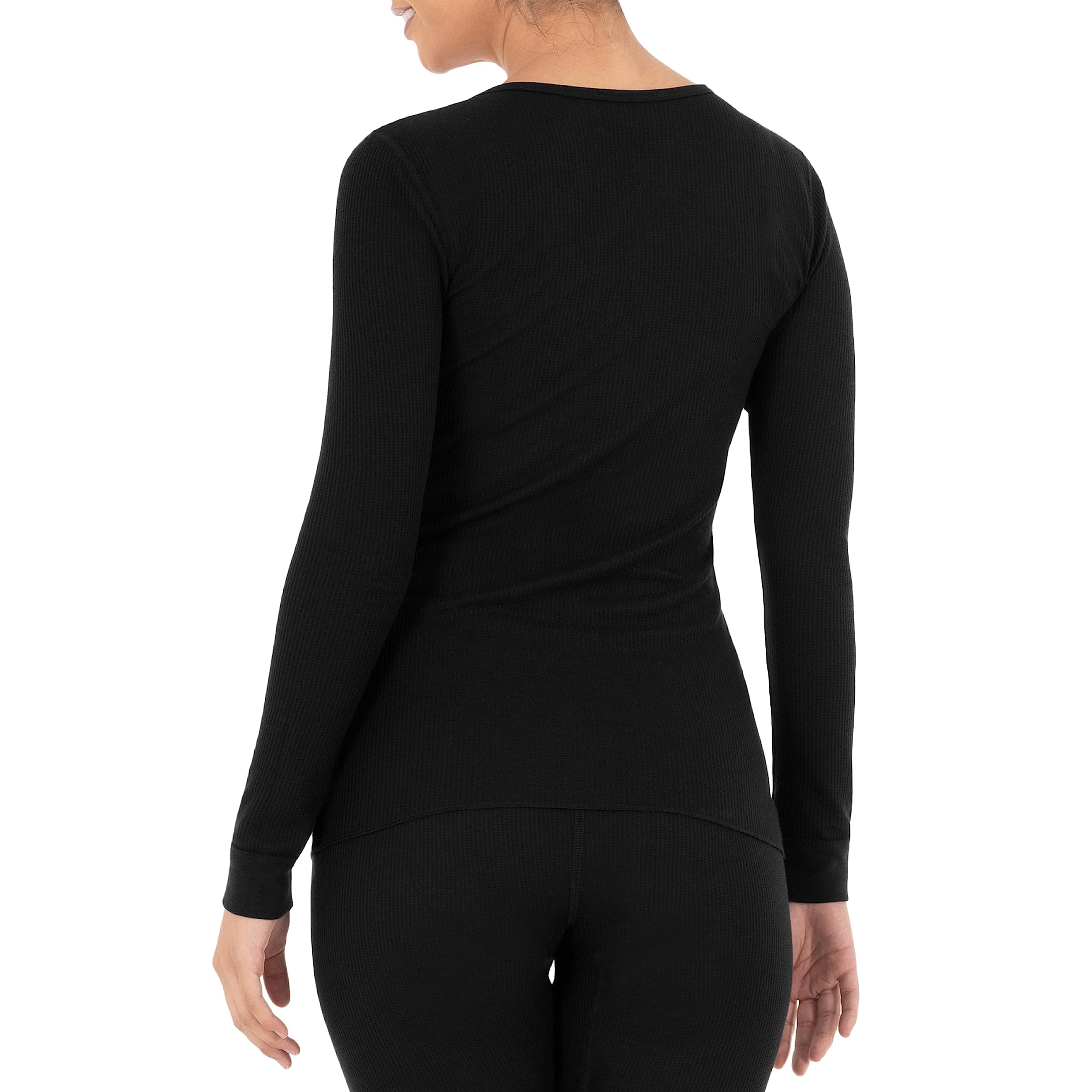 Fruit of the Loom Women's Micro Waffle Premium Thermal Underwear Tee Shirt - Soft Warm Base Layer for Winter, Cold Weather & Layering Outfits