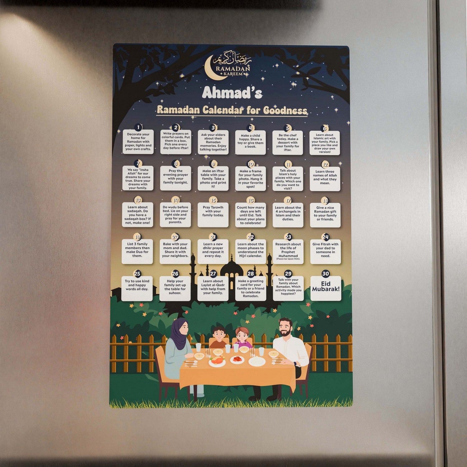 Personalized Ramadan Calendar for Goodness - Acrylic Islamic Wall Art Decor for Home, Mosque & Office - Perfect Gift for Eid & Islamic Holidays