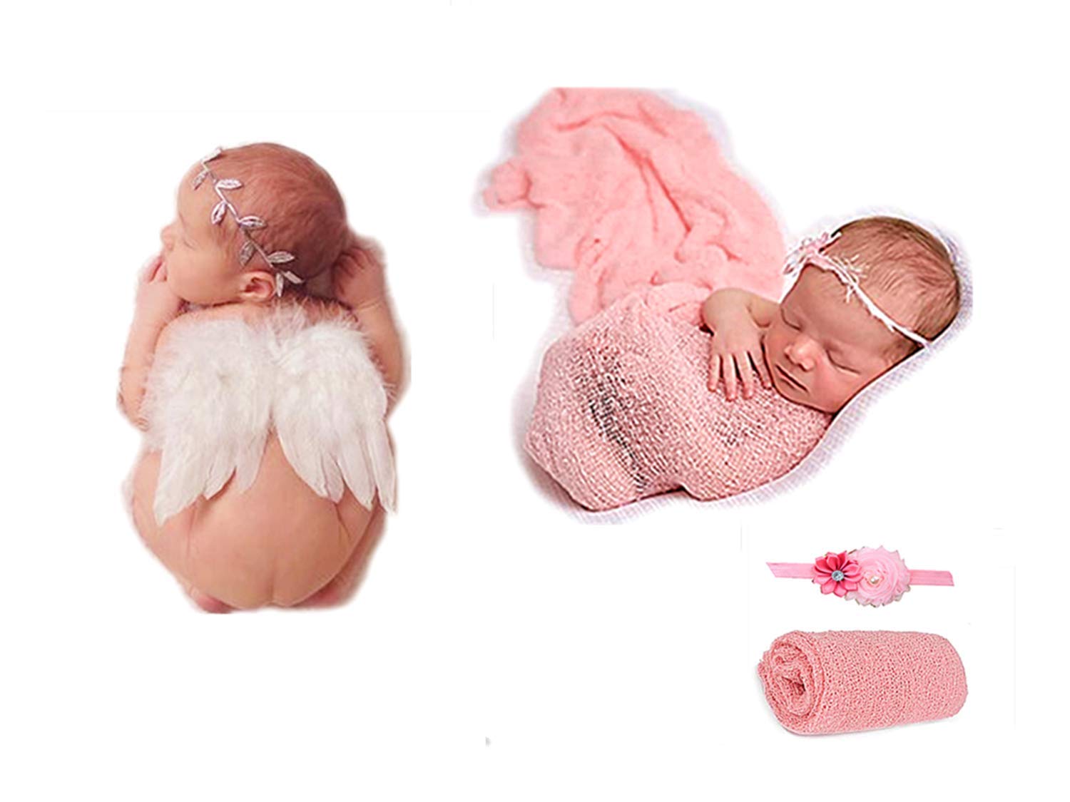 2 Sets Newborn Photography Props Costume for Babies 0-6 Months - Soft Outfits for Photo Shoots, Christening & Family Portraits
