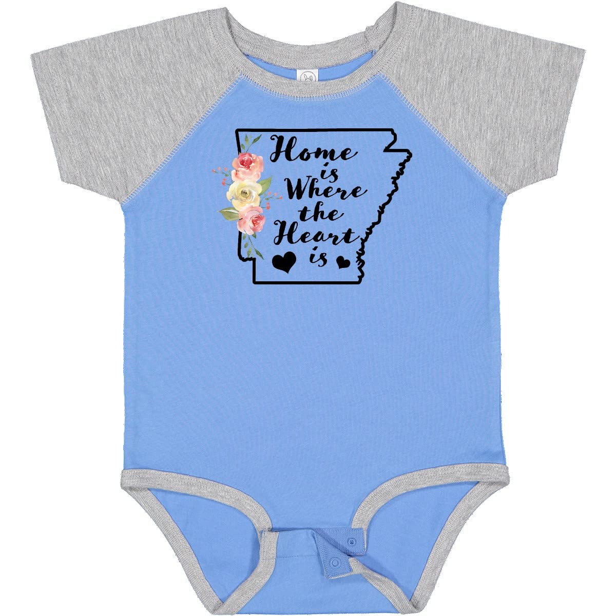 Inktastic Arkansas Home Where The Heart Is Watercolor Floral Baby Bodysuit - Soft Cotton Infant Onesie for Newborns, Photo Shoots & Family Gatherings