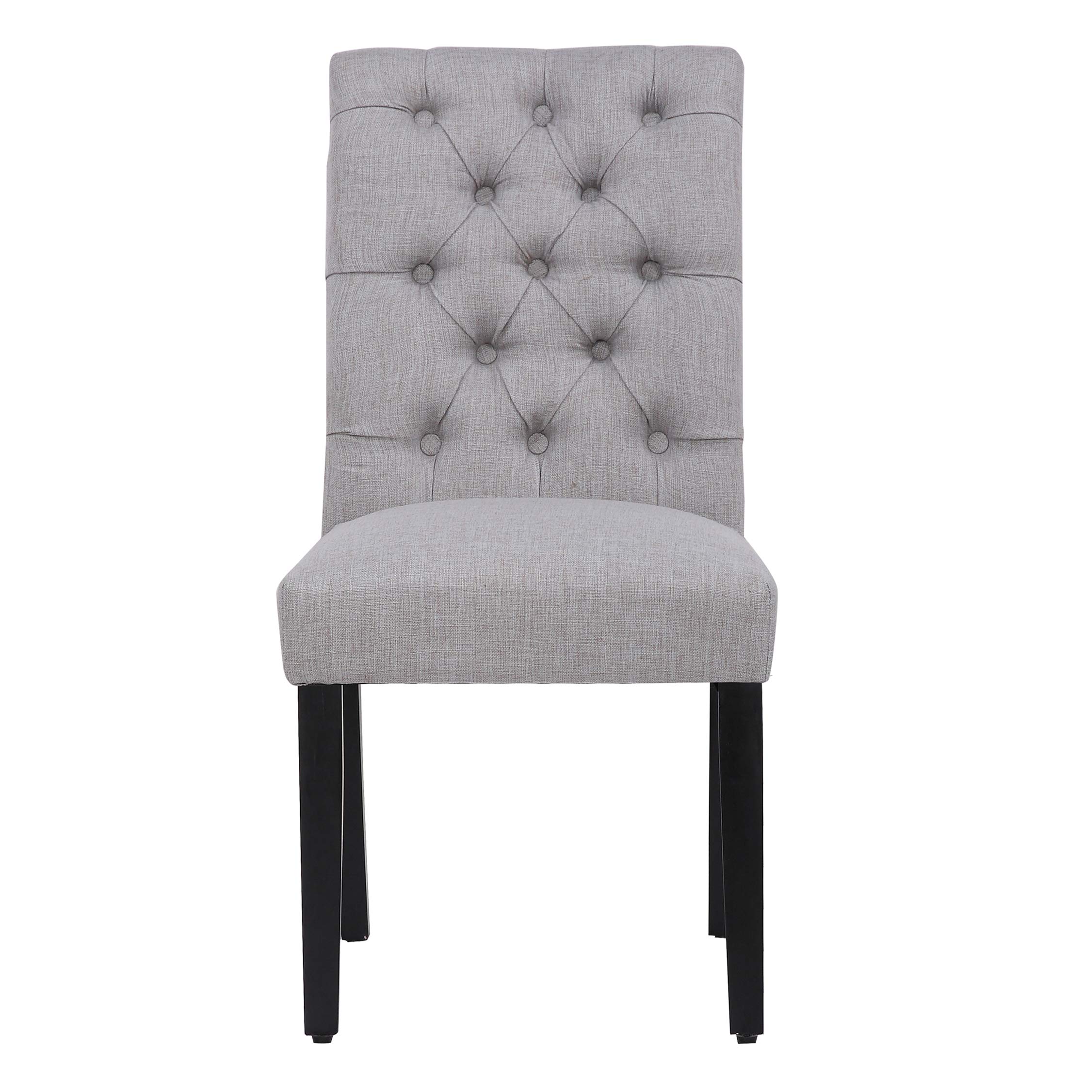 WestinTrends Hayes Tufted Dining Chairs - Linen Upholstered Kitchen & Dining Table Chairs with Solid Wood Legs in Gray | Perfect for Modern Farmhouse, Restaurant Style & Home Decor