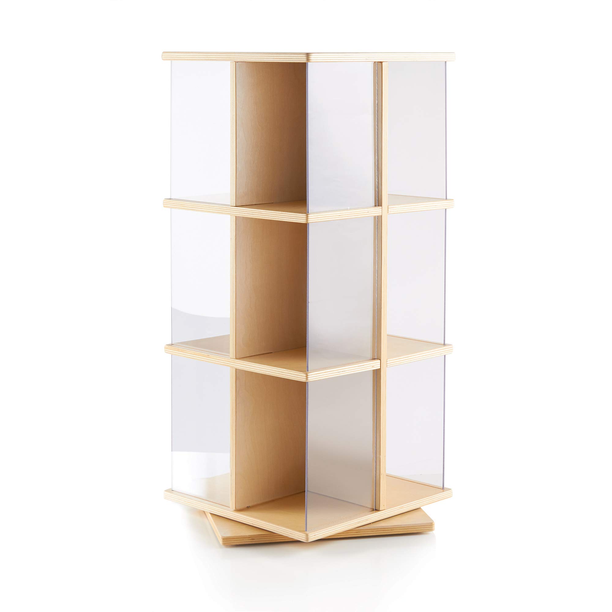 Guidecraft 3-Tier Rotating Book Display - Kids Bookshelf & Storage Rack for Classroom, Library, or Home - Perfect for Organizing Children's Books, Toys, and Learning Materials
