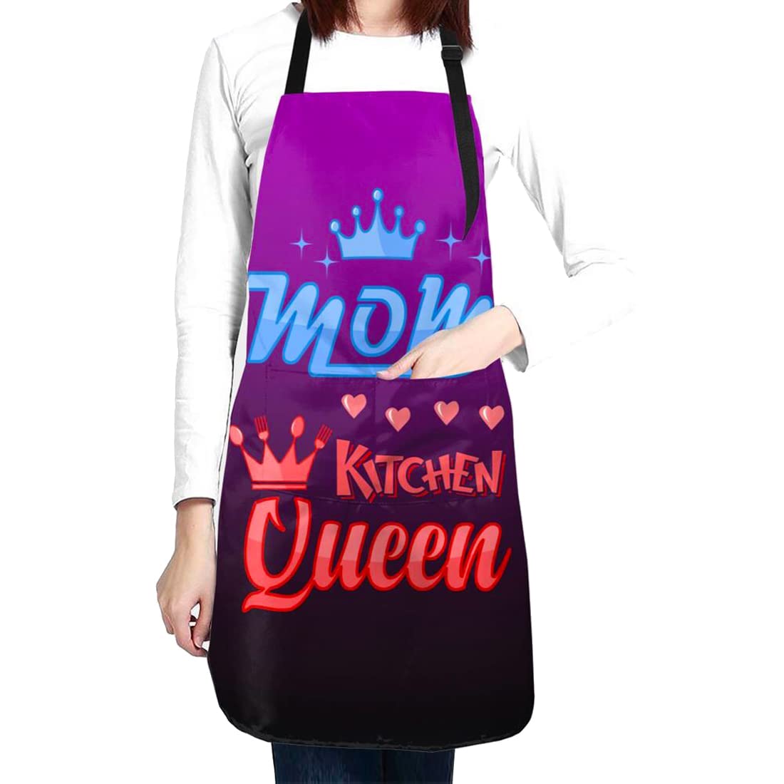 Waterproof Apron for Women with 2 Pockets - Chef Kitchen Bib for Cooking, Baking, Gardening - Perfect Mother's Day Gift (Pink) | Ideal for Home Chefs, BBQ Parties & DIY Crafts